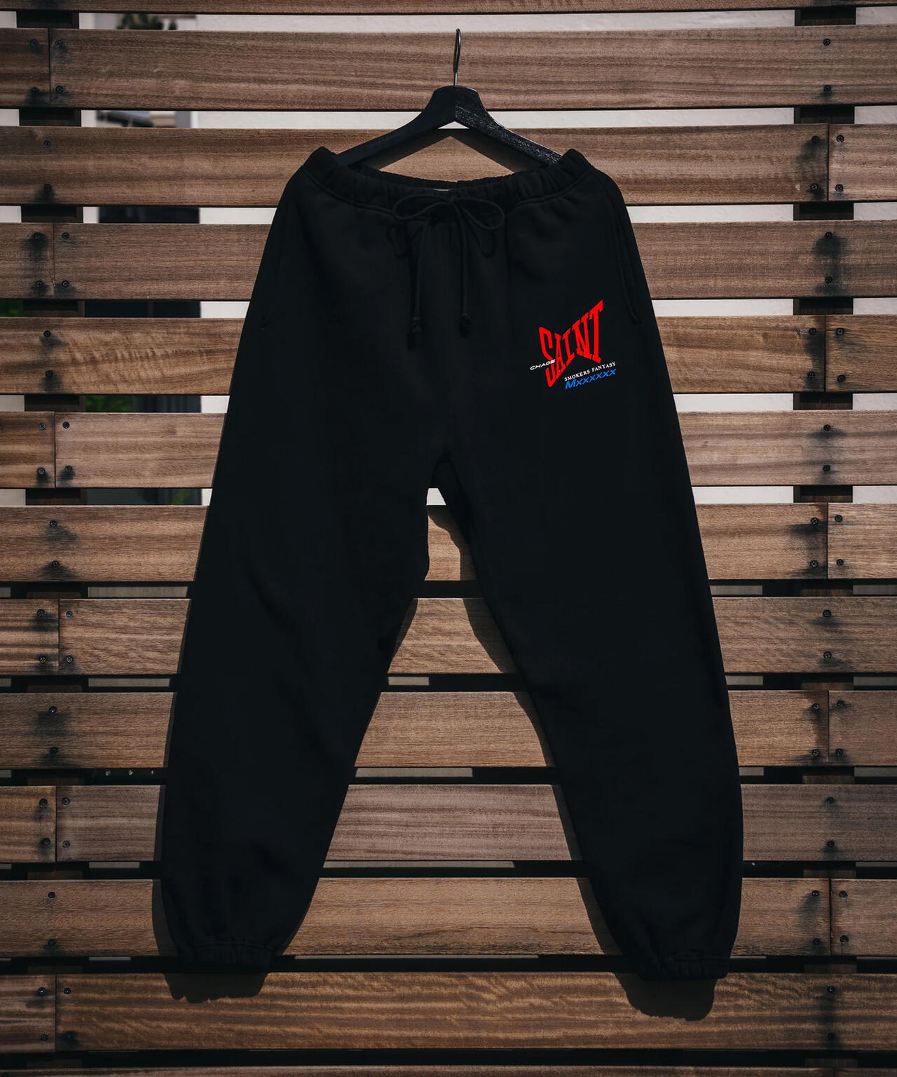 SAINT MICHAEL/セントマイケル/SWEAT PANTS/RIBON SAINT/BLACK