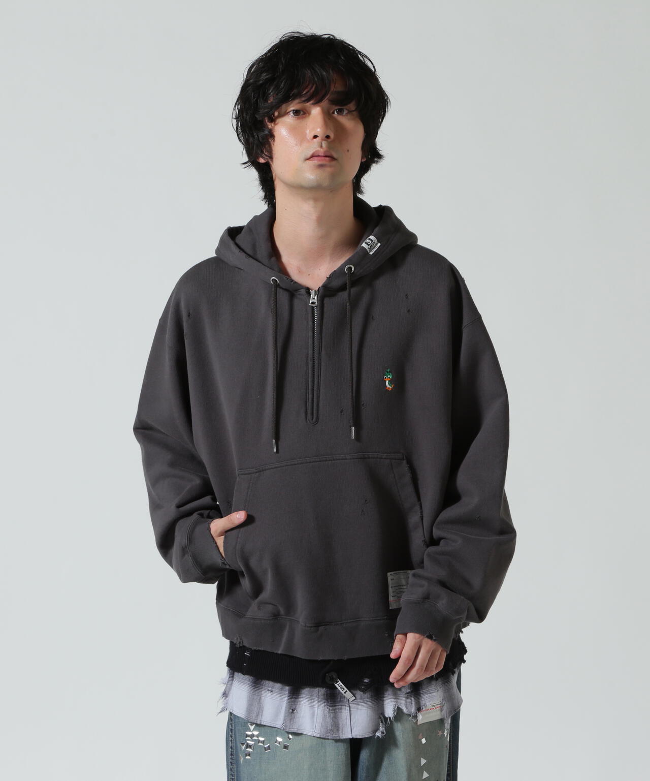 Maison MIHARAYASUHIRO/メゾン ミハラヤスヒロ/TRIPLE LAYERED HALF ZIP HOODIE