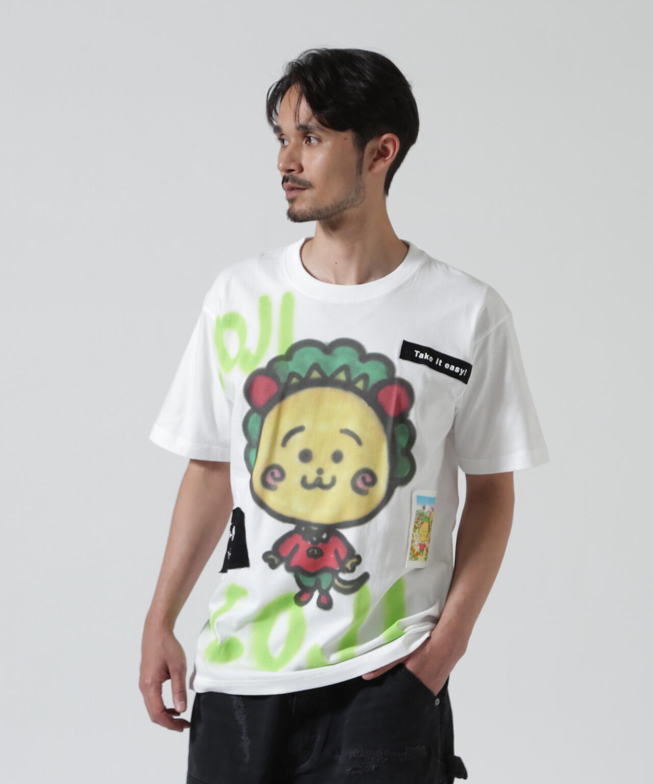 guernika/ゲルニカ/Drooping COJI-COJI Paint T-shirt / White