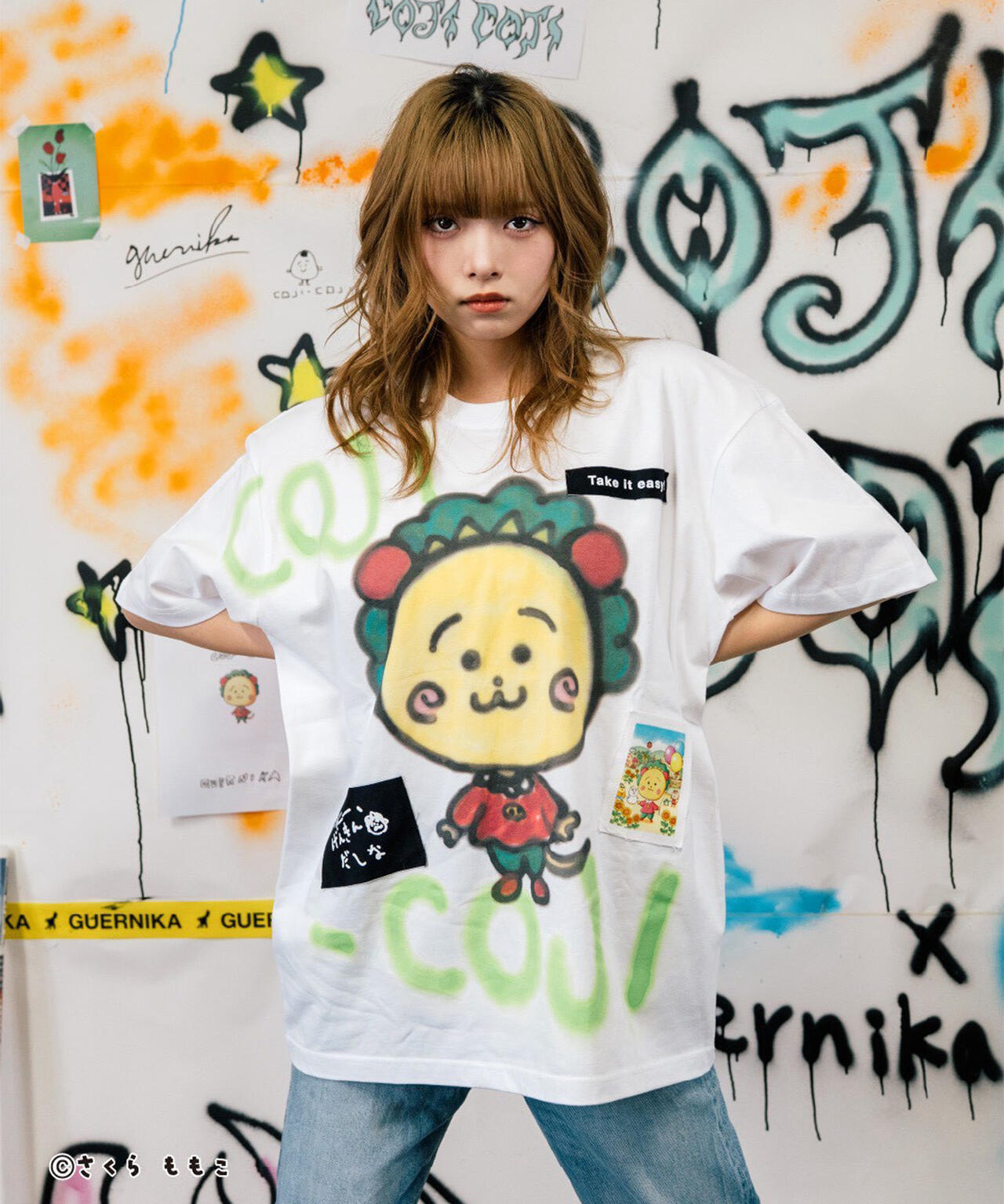 guernika/ゲルニカ/Drooping COJI-COJI Paint T-shirt / White