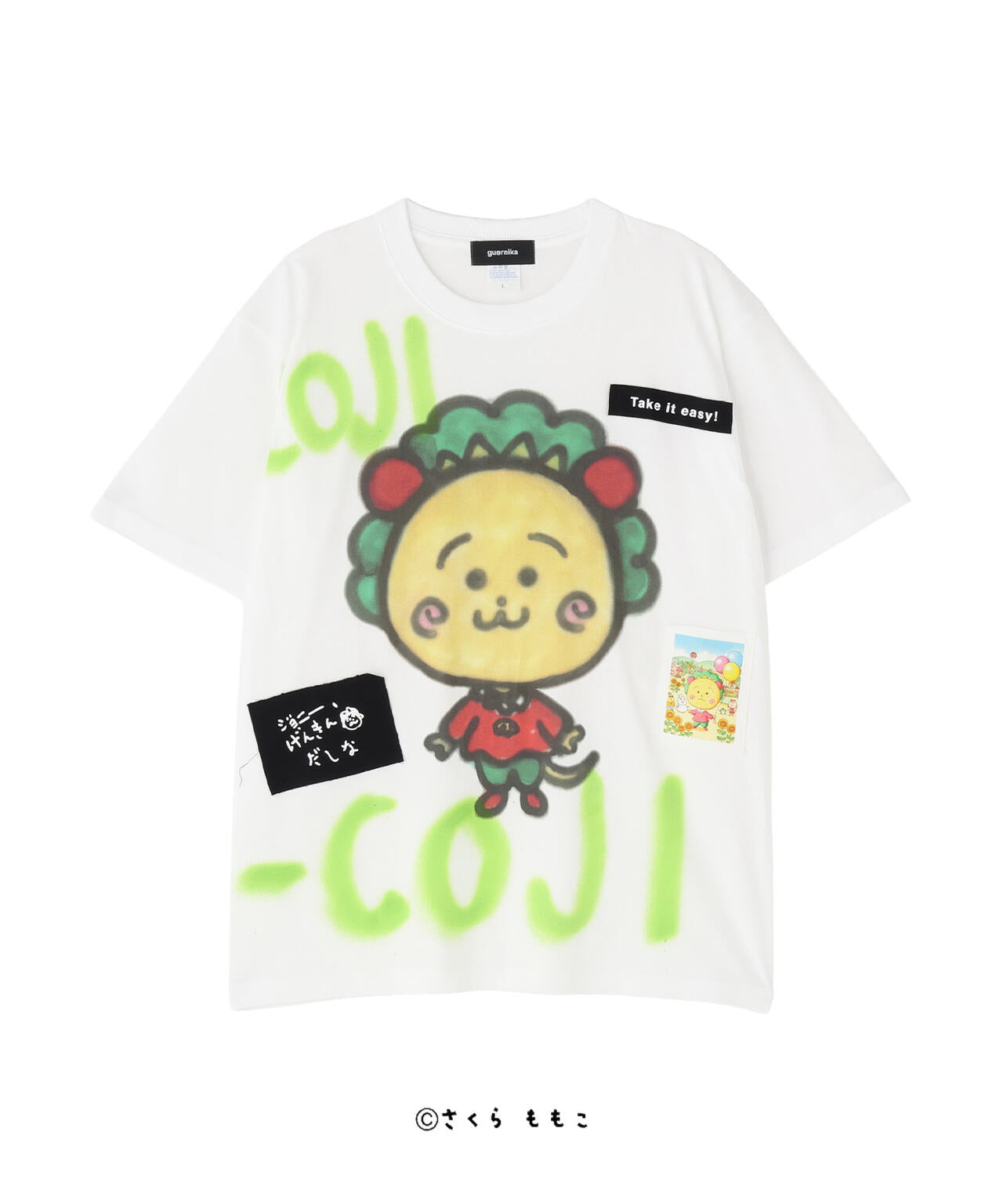 guernika/ゲルニカ/Drooping COJI-COJI Paint T-shirt / White
