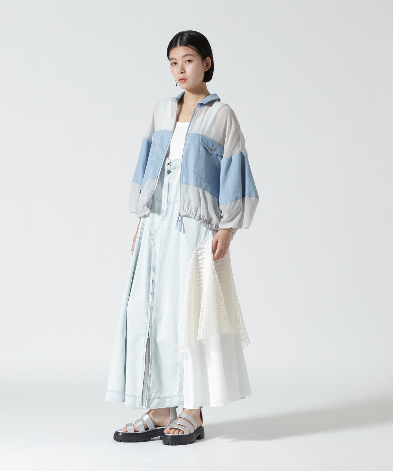 AULA AILA/アウラアイラ/2WAY 3FABRIC JUMPER SKIRT