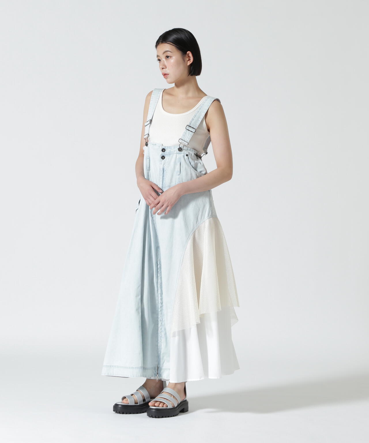 AULA AILA/アウラアイラ/2WAY 3FABRIC JUMPER SKIRT