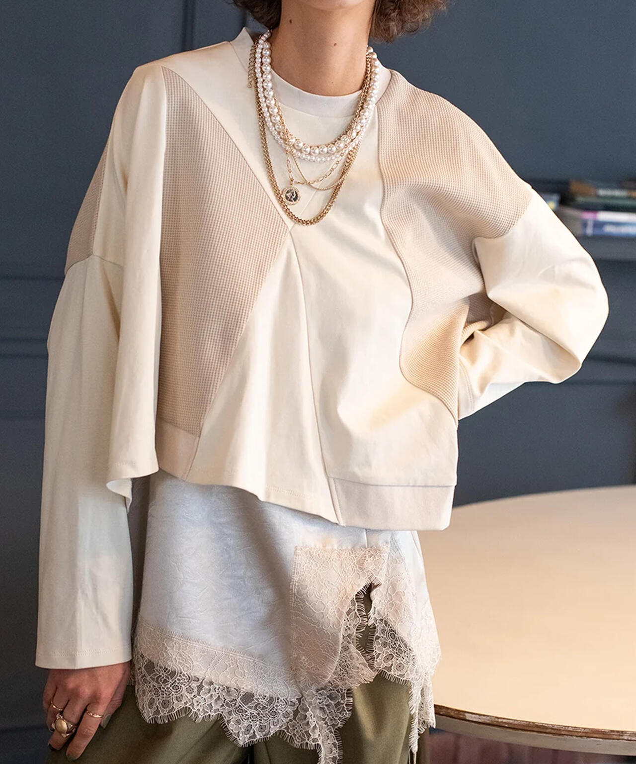 AULA AILA/アウラアイラ/LACE CAMISOLE SET PULLOVER