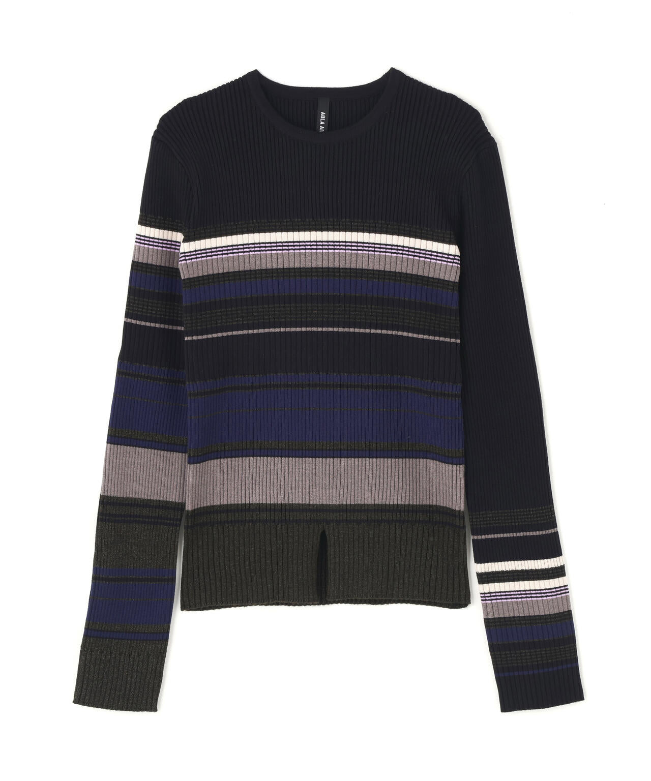 AULA AILA/アウラアイラ/ASYMMETRY BORDER RIB KNIT