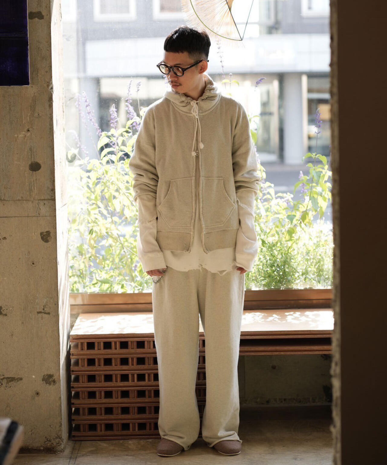 ANCELLM/アンセルム/LAYERED ZIP-UP HOODIE EX