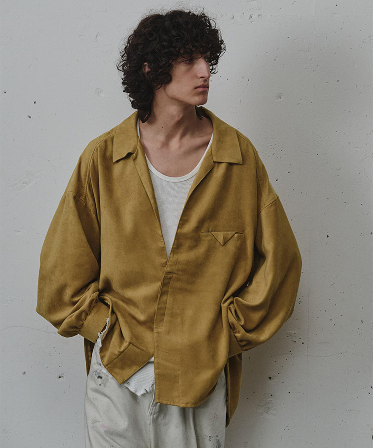 ANCELLM/アンセルム/VEGAN SUEDE LONG SHIRT/ANC-SH86-B