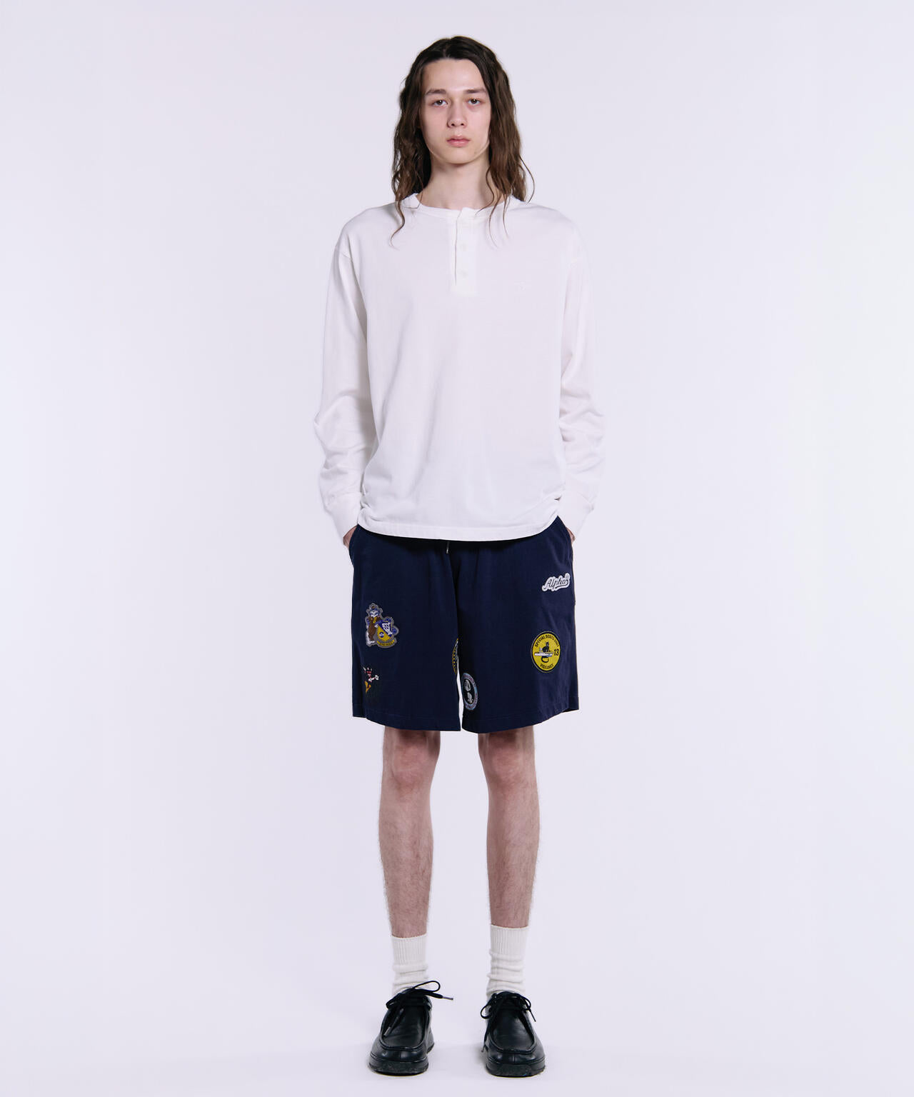 SNOW WASH LS HENLEY NECK T-SHIRT
