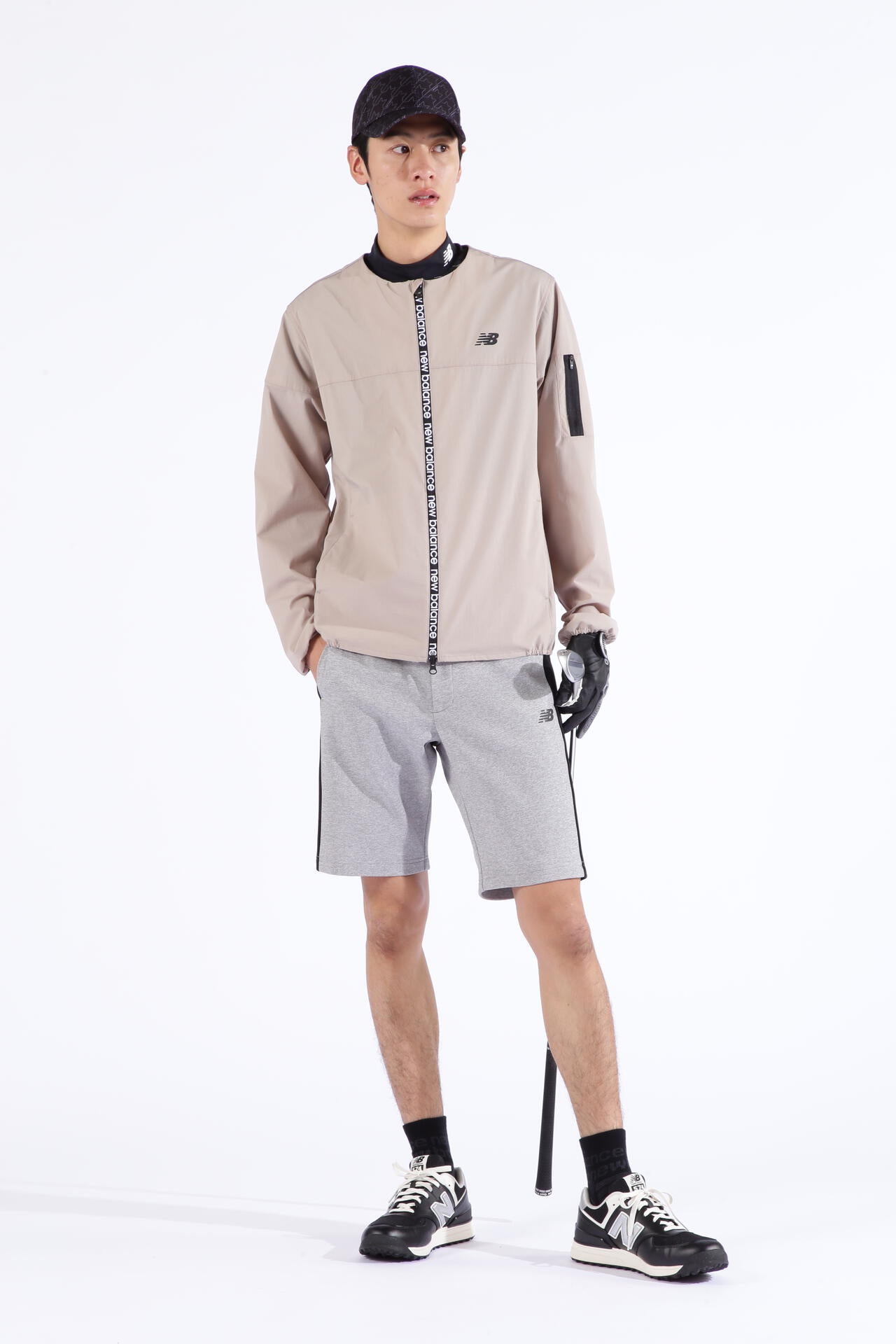 ドット千鳥格子 半袖 モックネック プルオーバー (MENS SPORT)