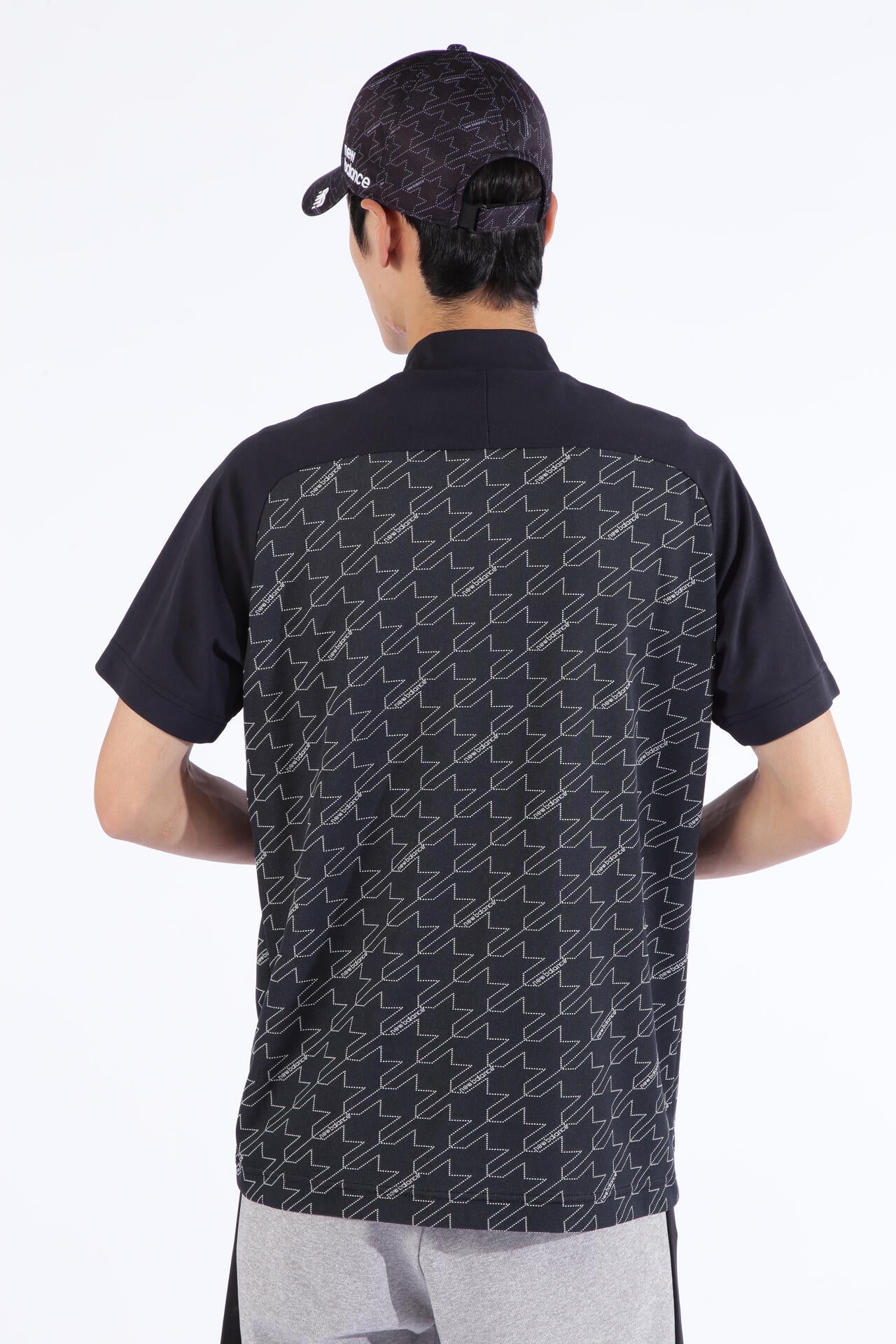 ドット千鳥格子 半袖 モックネック プルオーバー (MENS SPORT)