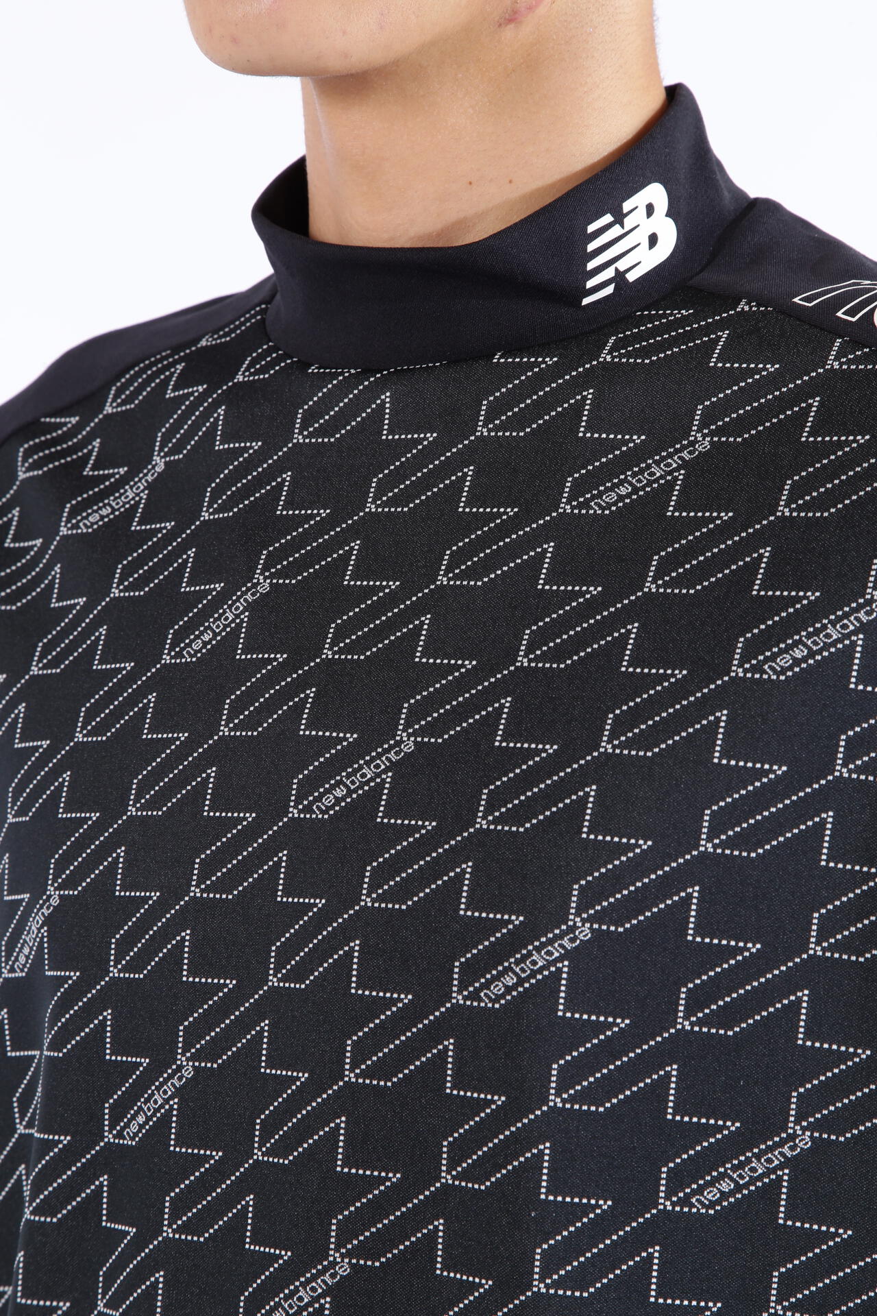ドット千鳥格子 半袖 モックネック プルオーバー (MENS SPORT)