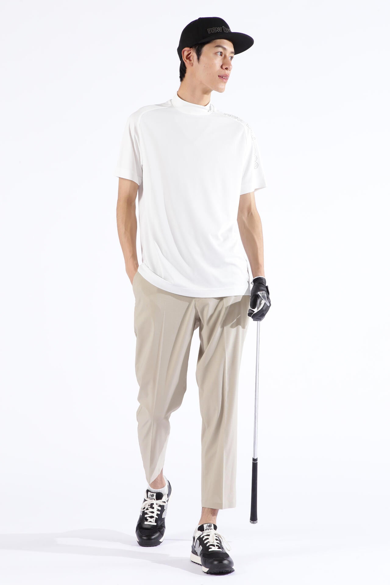 ドット千鳥格子 半袖 モックネック プルオーバー (MENS SPORT)