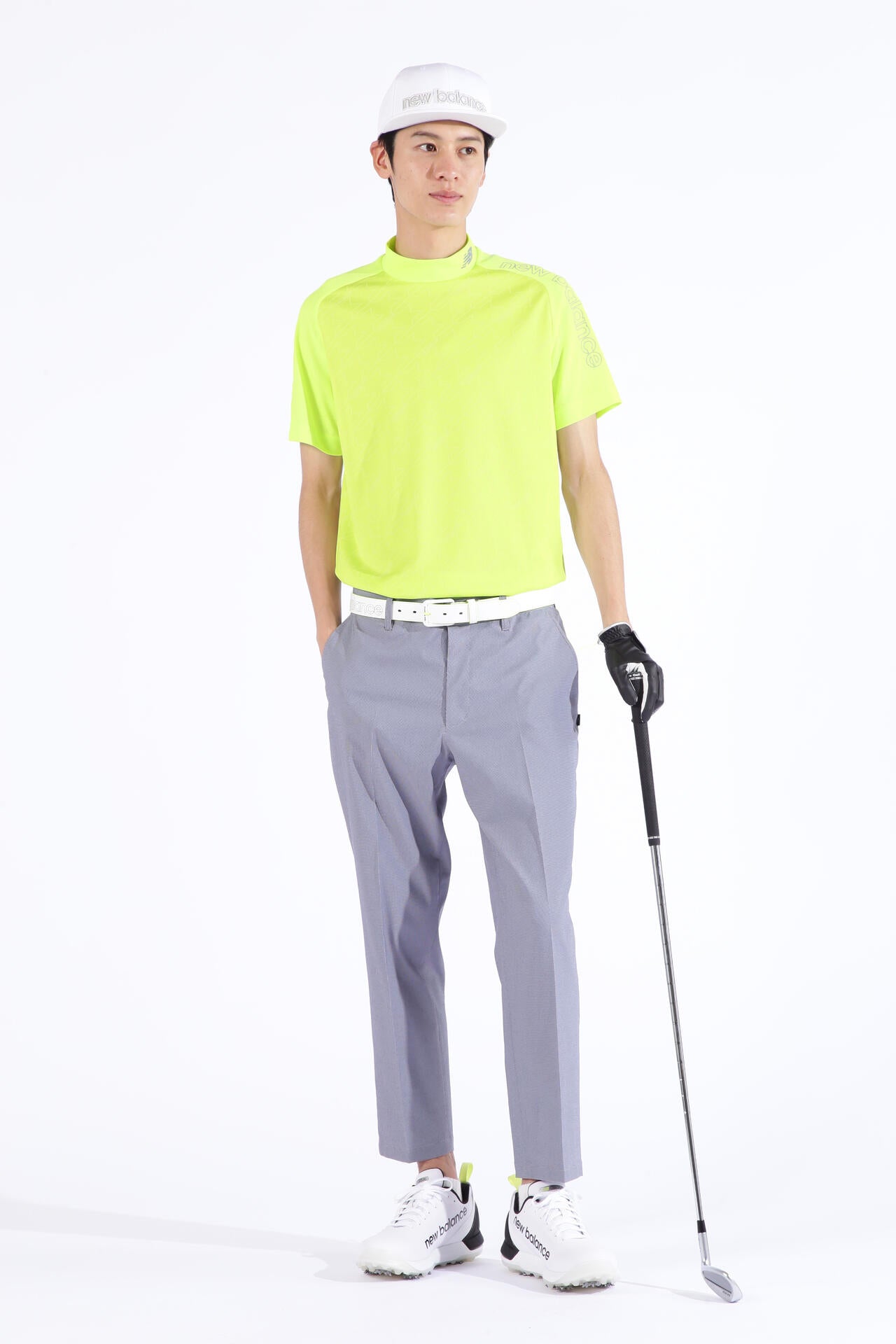 ドット千鳥格子 半袖 モックネック プルオーバー (MENS SPORT)