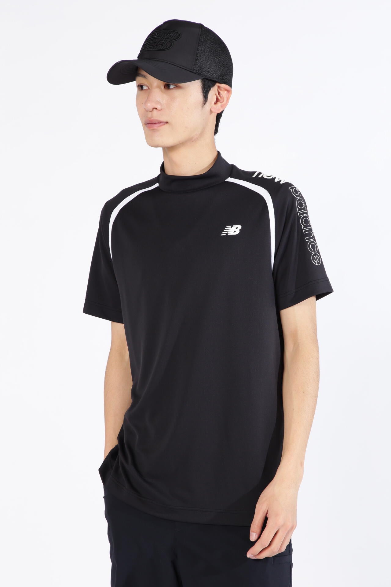 ダブルフェイス裏ハニカム 半袖 モックネック プルオーバー (MENS SPORT)