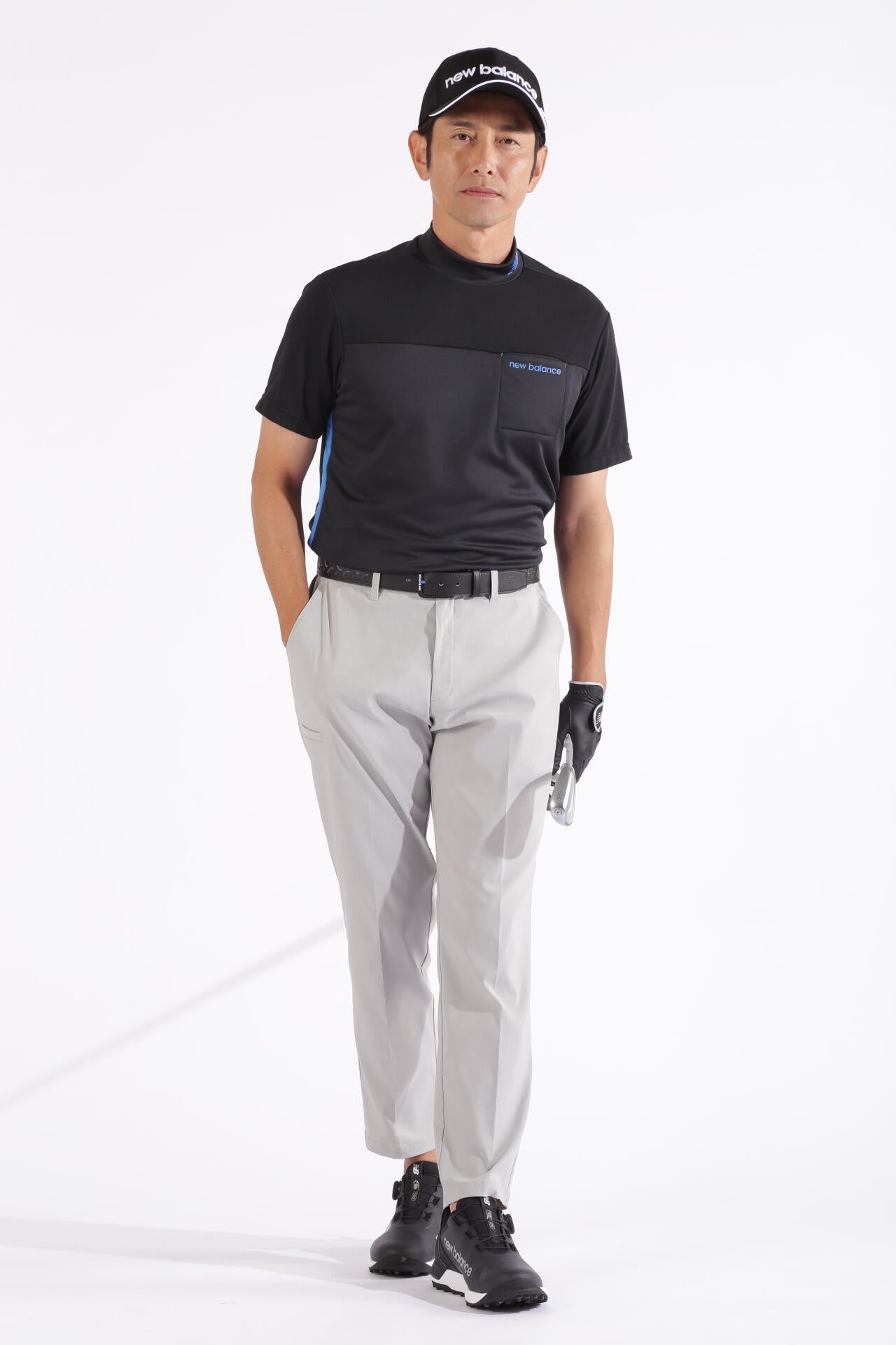 チェックピケ×ワッフルピケ 半袖 モックネック プルオーバー (MENS WORLD)