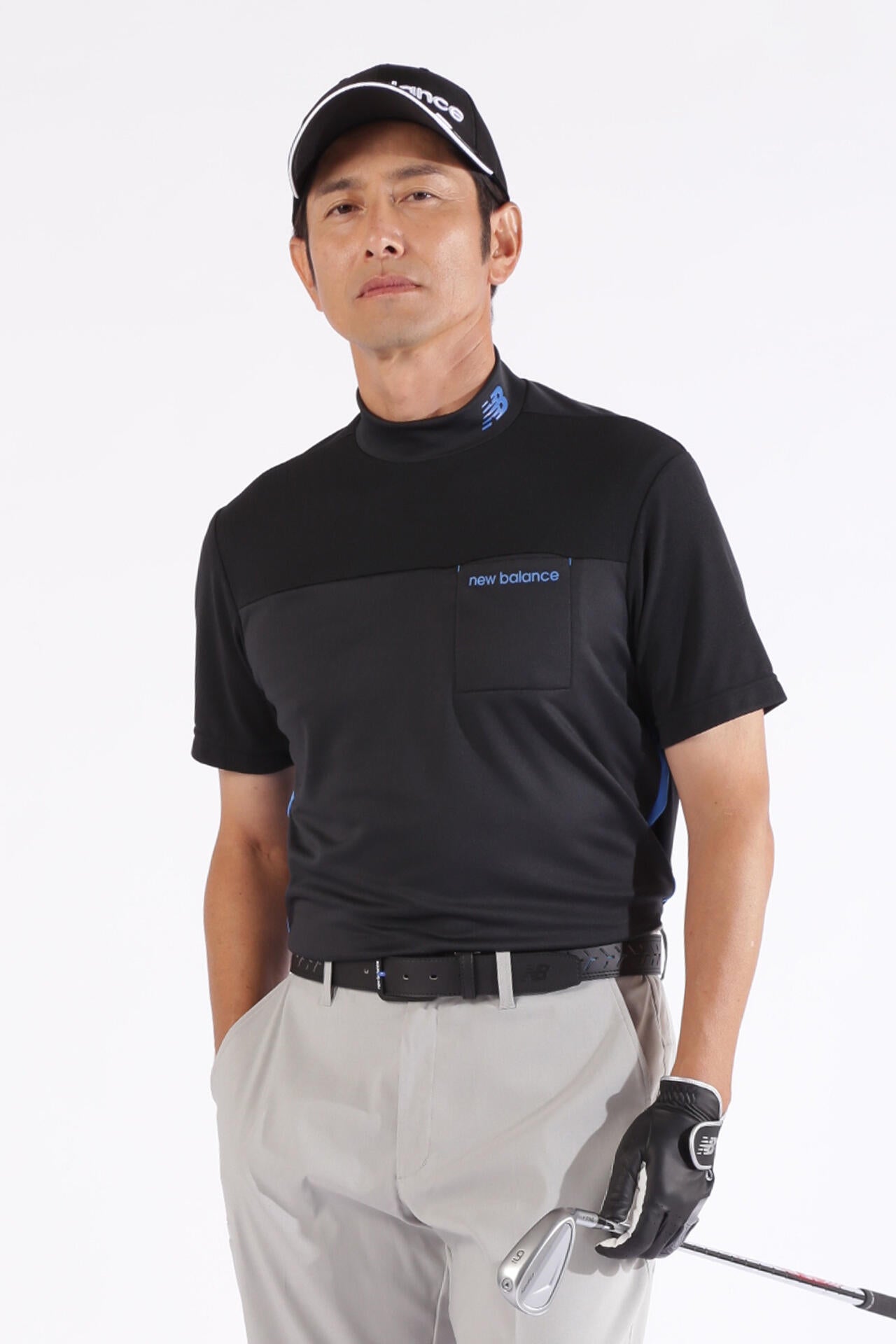 チェックピケ×ワッフルピケ 半袖 モックネック プルオーバー (MENS WORLD)