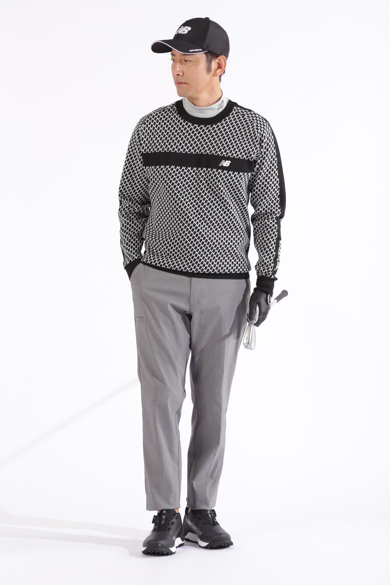 チェックピケ×ワッフルピケ 半袖 モックネック プルオーバー (MENS WORLD)
