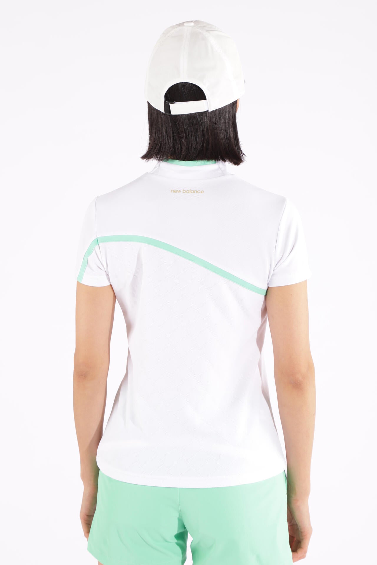 Nオプティカルチェック柄 半袖 モックネック プルオーバー (WOMENS WORLD)