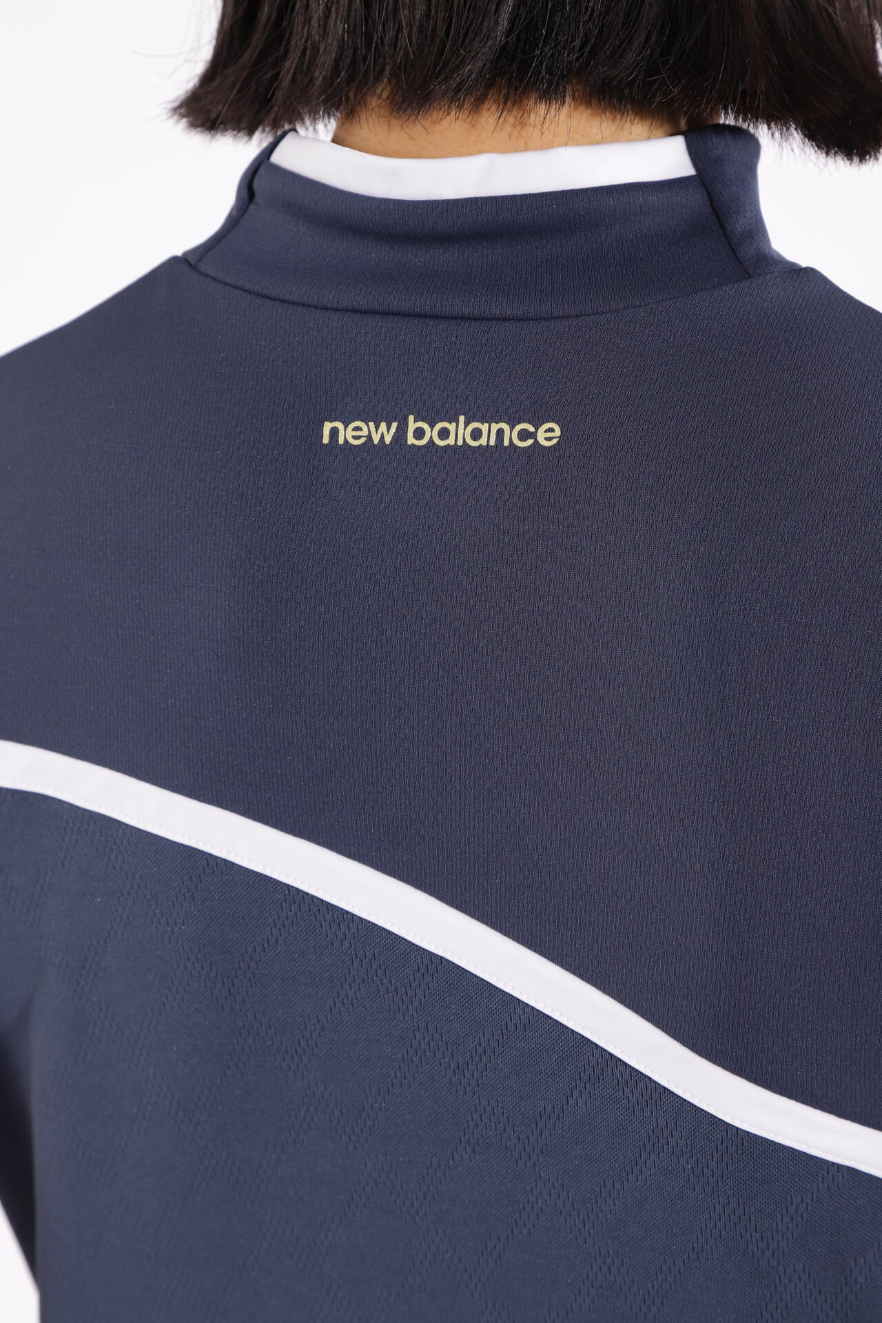 Nオプティカルチェック柄 半袖 モックネック プルオーバー (WOMENS WORLD)