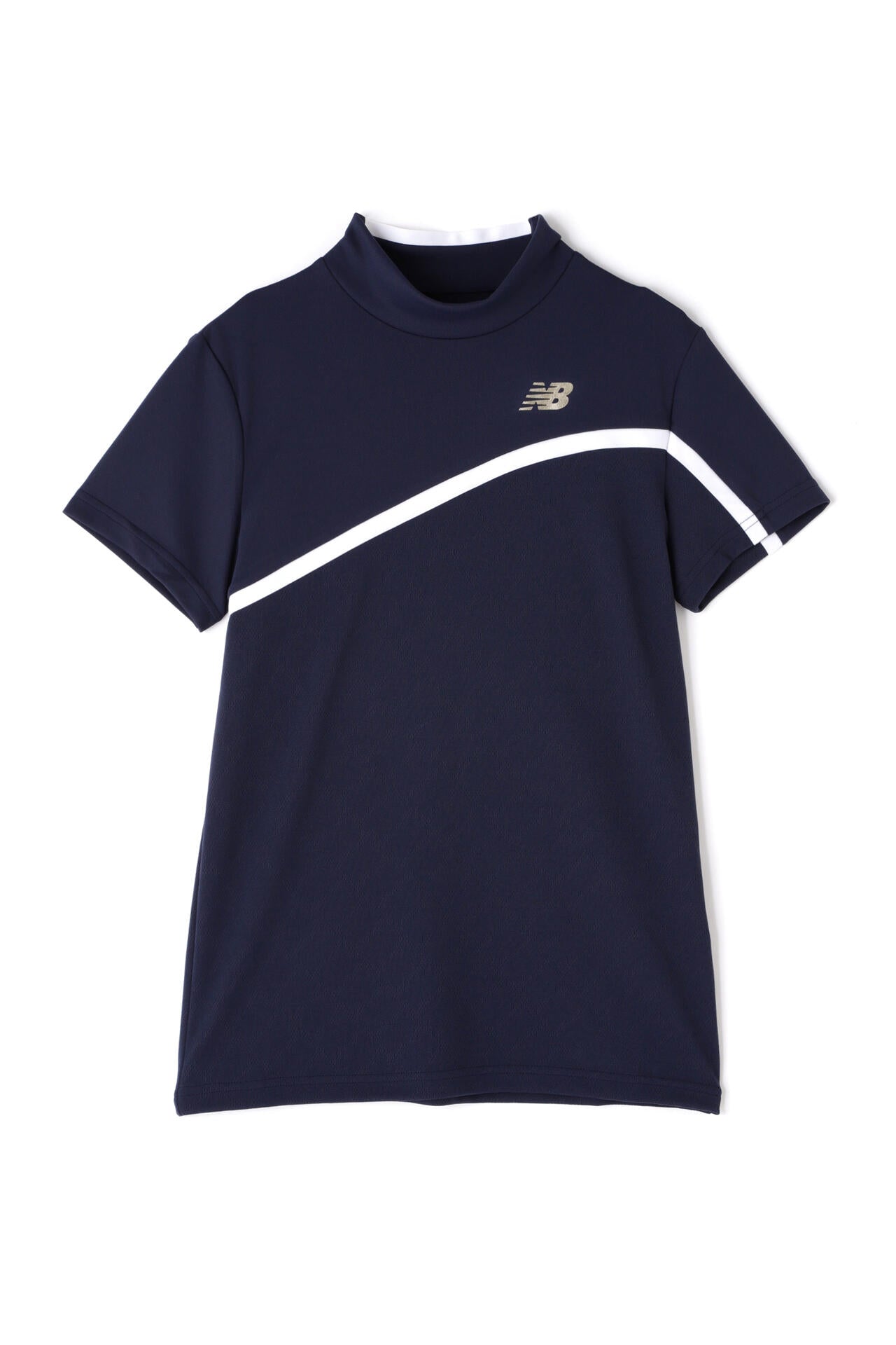 Nオプティカルチェック柄 半袖 モックネック プルオーバー (WOMENS WORLD)