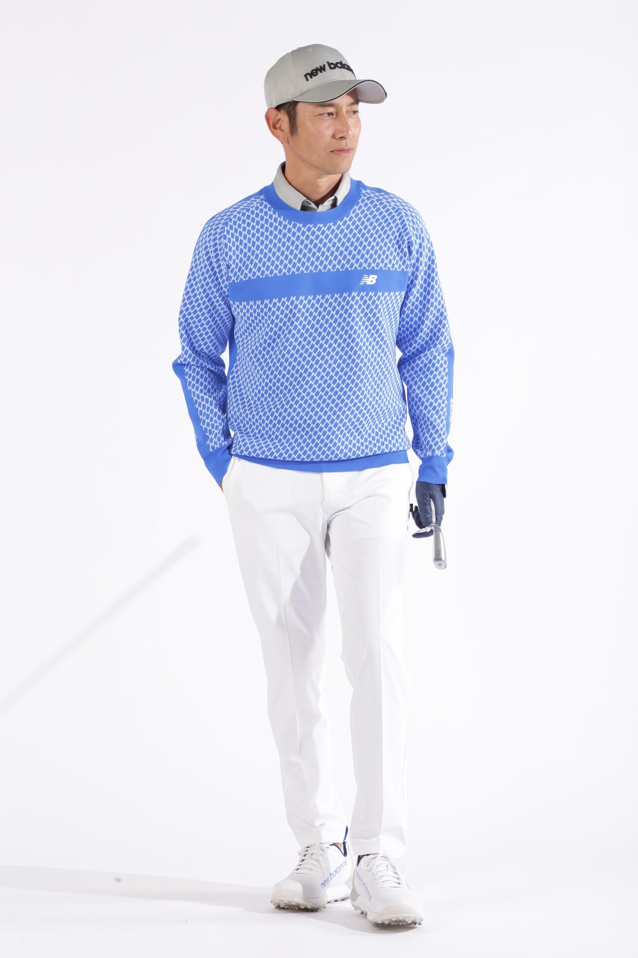 Nチェック柄 クルーネック ニット プルオーバー (MENS WORLD)