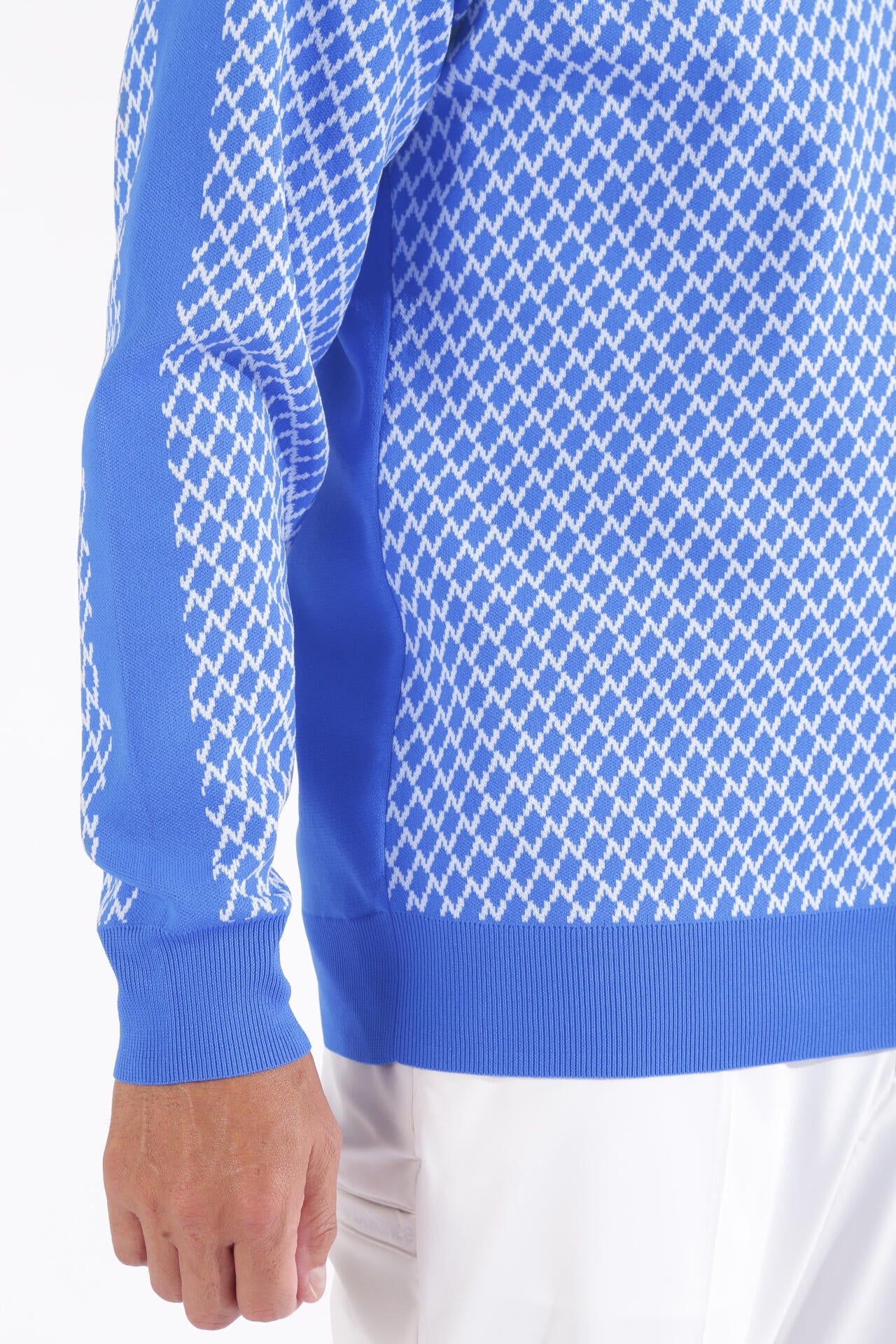 Nチェック柄 クルーネック ニット プルオーバー (MENS WORLD)