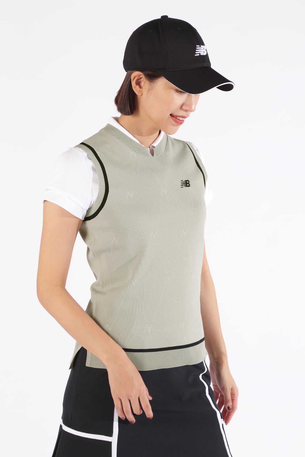 Nアーガイル クルーネック ニット ベスト (WOMENS WORLD)