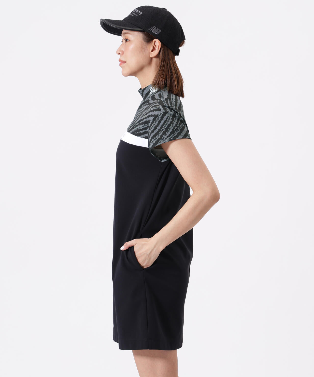 半袖 モックネック ワンピース (WOMENS)