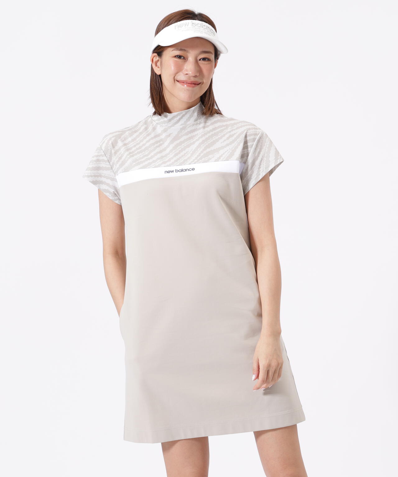 半袖 モックネック ワンピース (WOMENS)