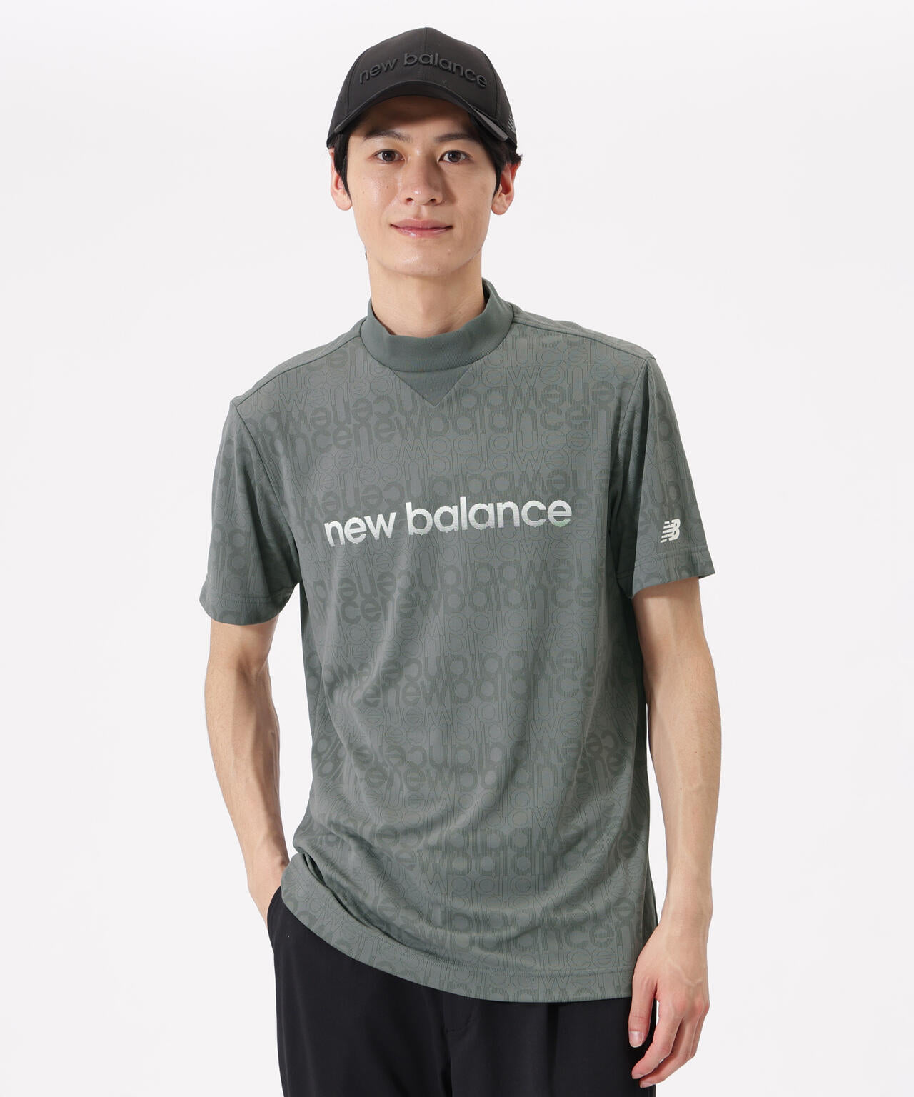 リフレクトロゴボーダー柄 ショートスリーブ モックネック プルオーバー (MENS)