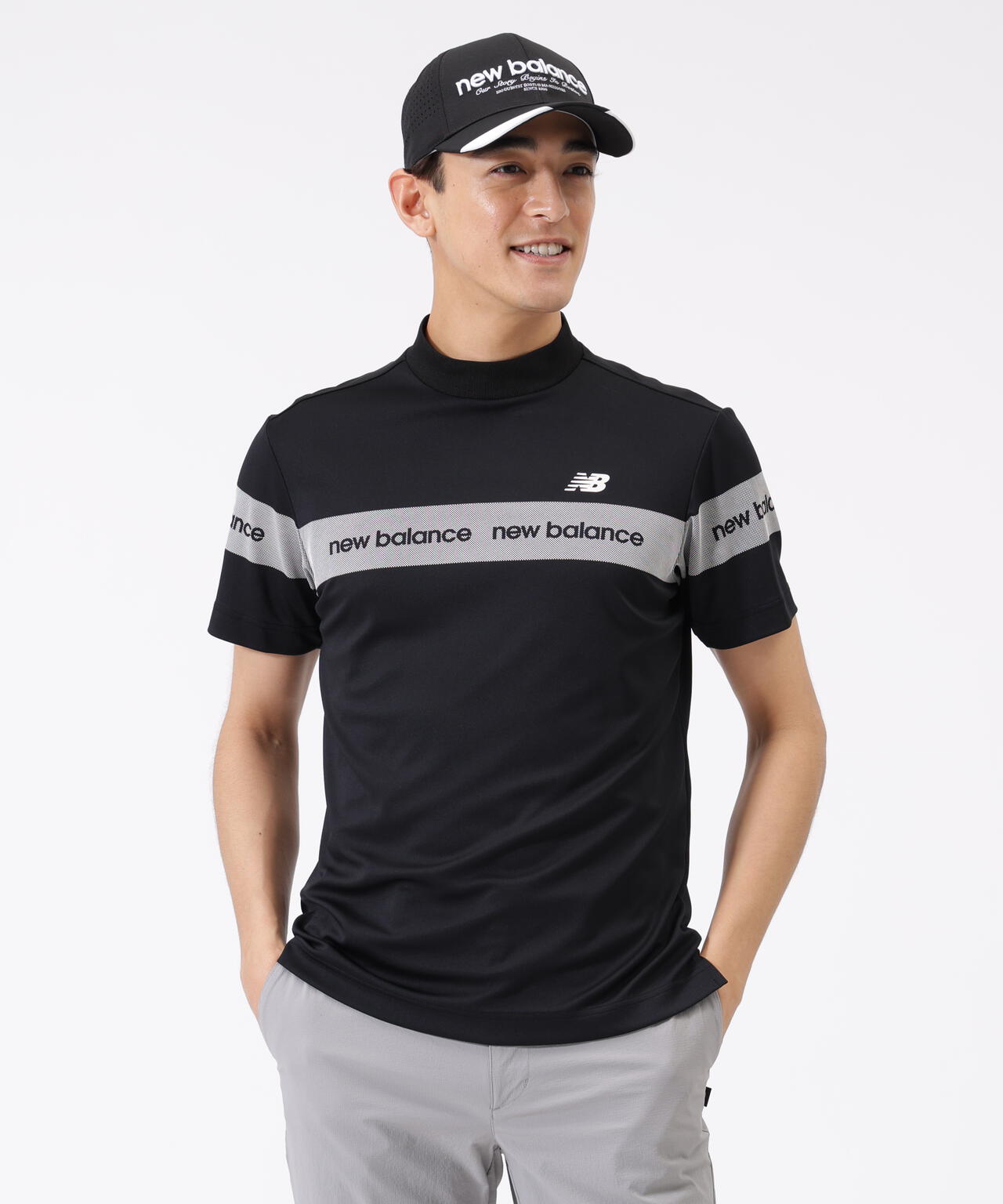 接触冷感 半袖 モックネック プルオーバー (MENS)