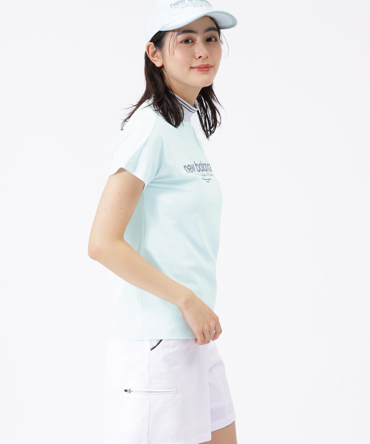 UV 防透 速乾 半袖 モックネック プルオーバー (WOMENS)