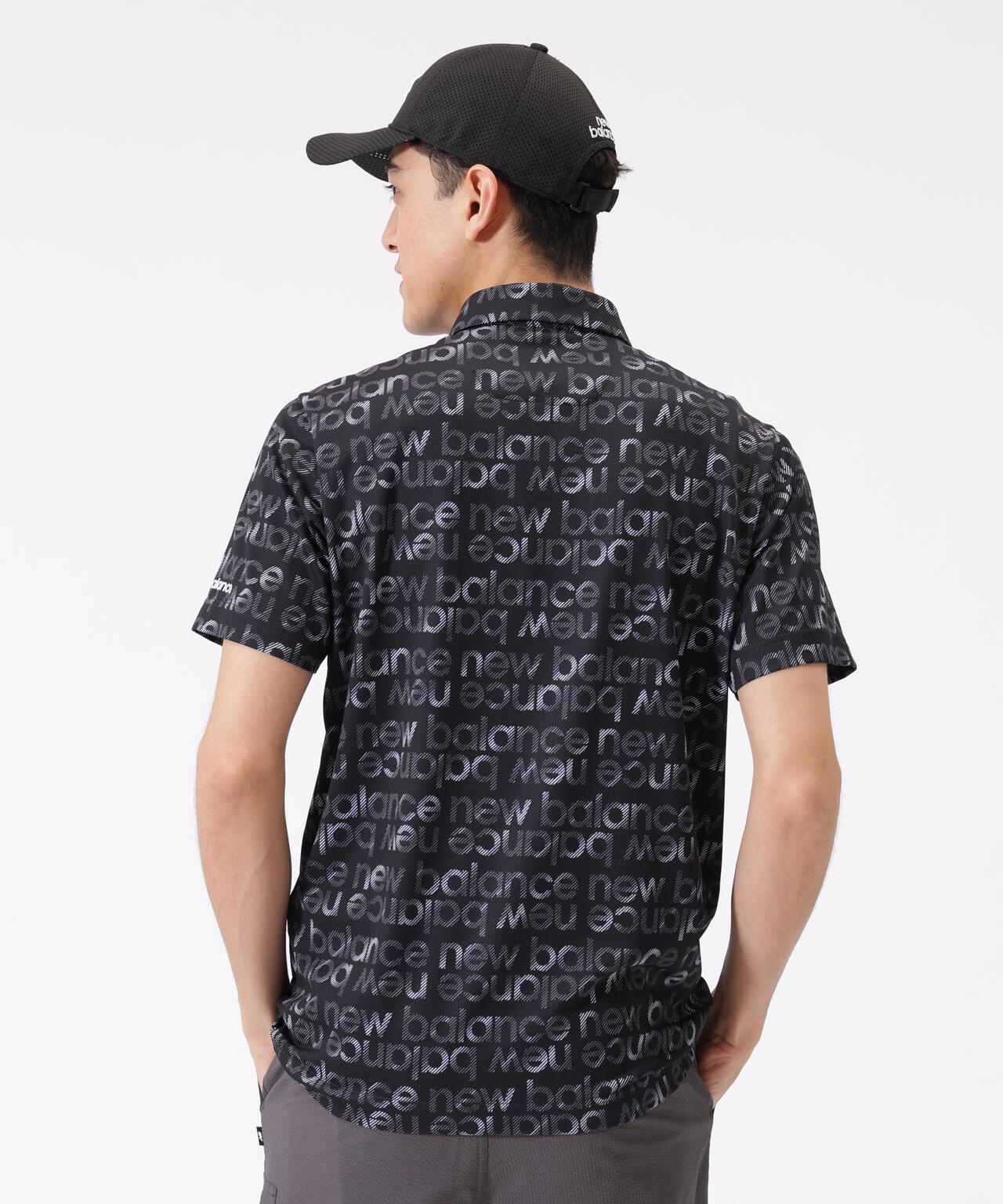 グラデーションボーダーロゴ柄 半袖 カラーシャツ (MENS)