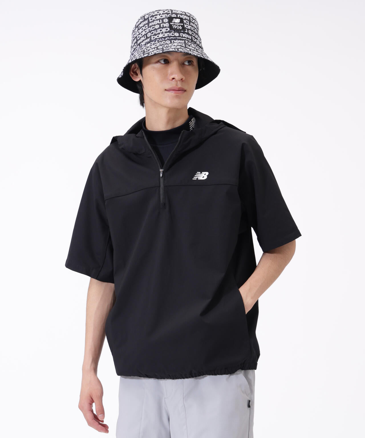 撥水 ハーフジップ プルオーバー フーディー (MENS)