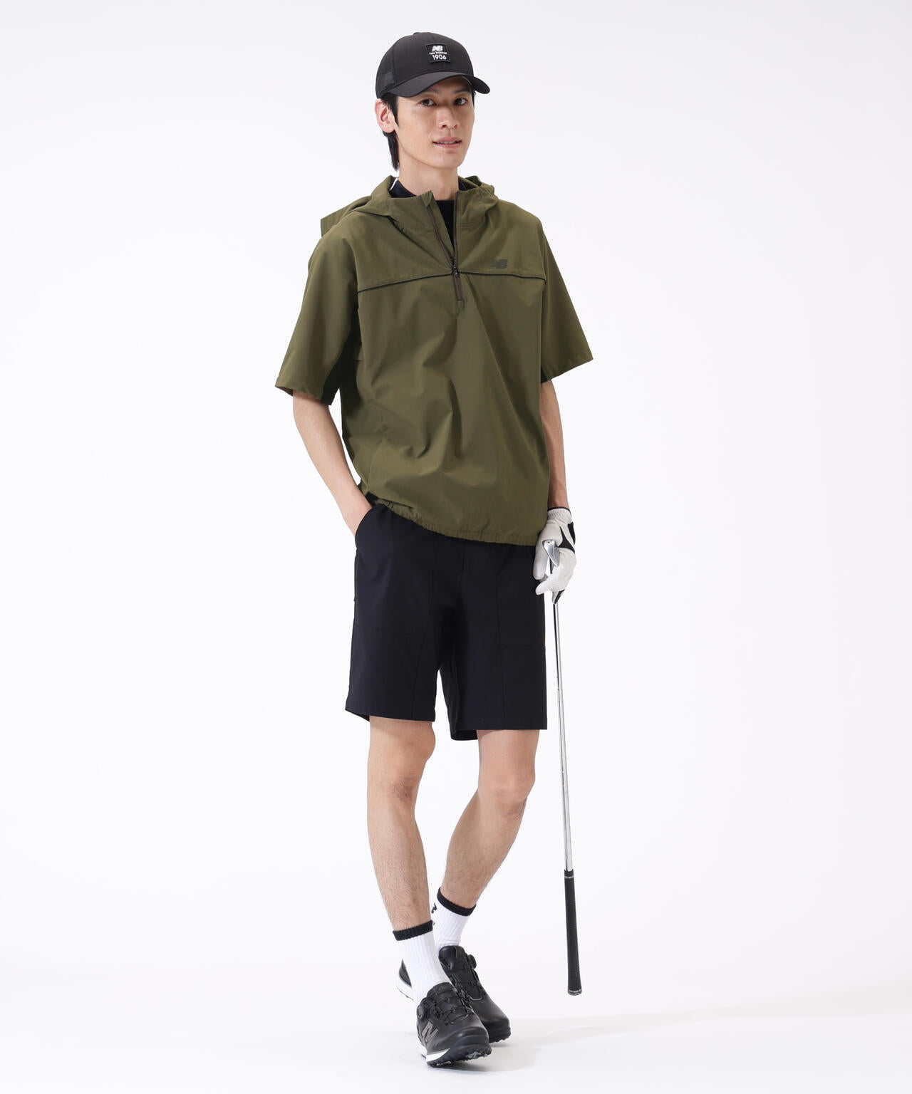 撥水 ハーフジップ プルオーバー フーディー (MENS)