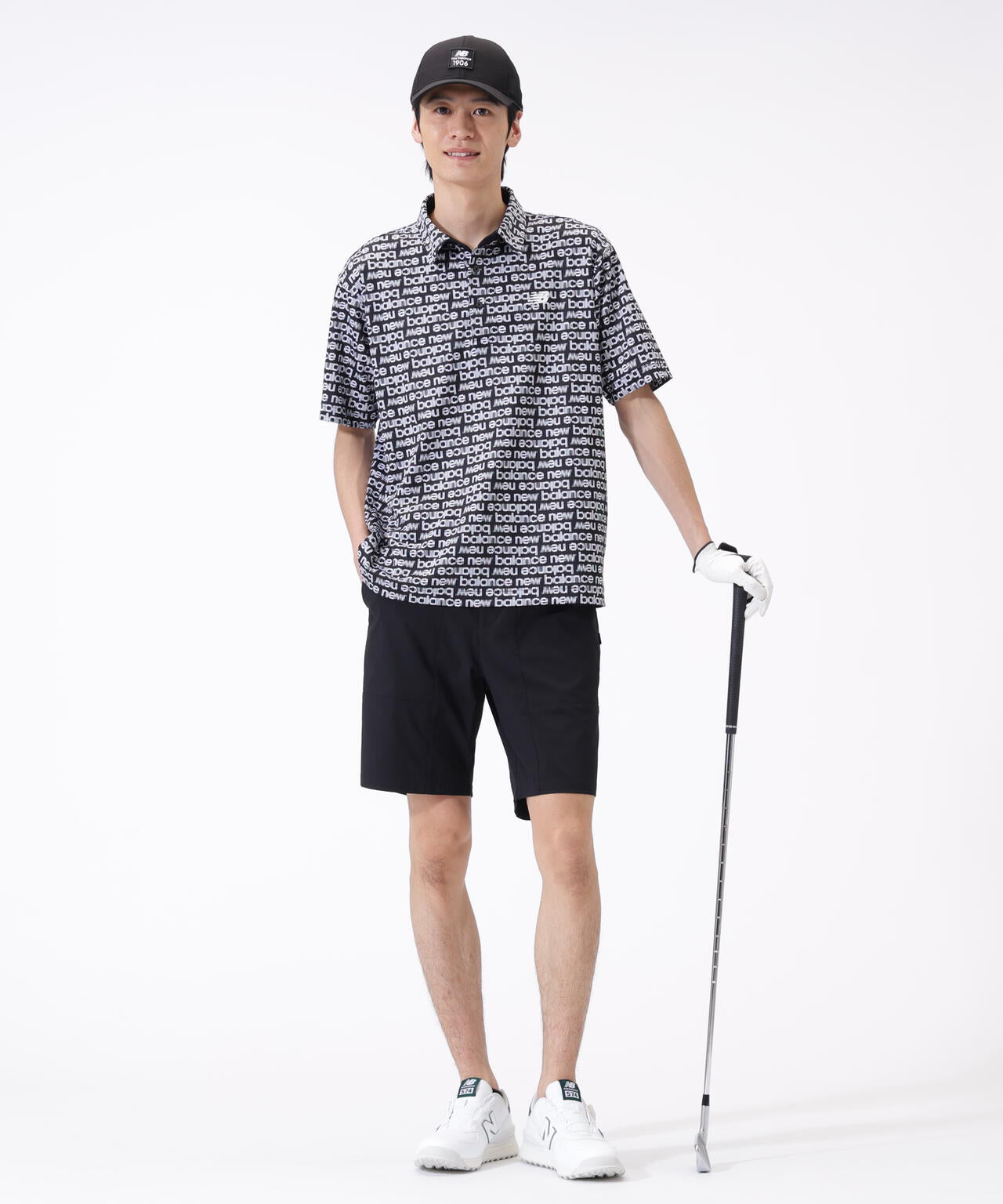 超速乾 総柄 ハーフスリーブ カラーシャツ (MENS)