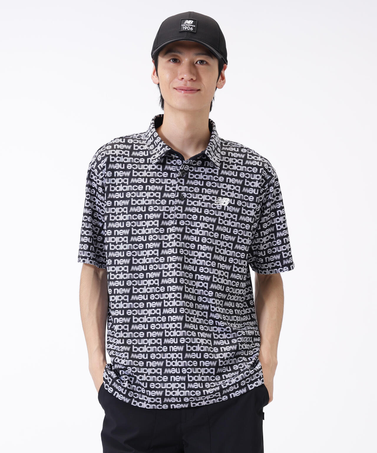 超速乾 総柄 ハーフスリーブ カラーシャツ (MENS)