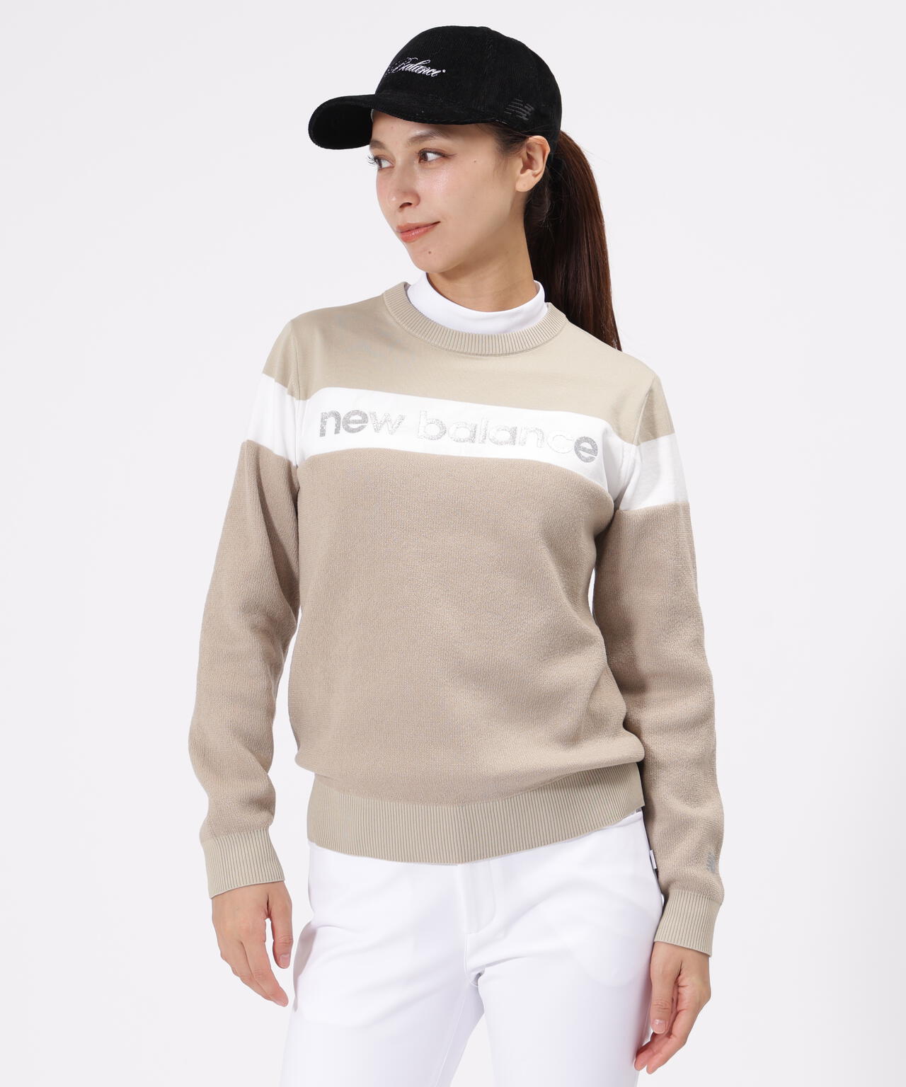 ラメロゴ クルーネック ニット プルオーバー (WOMENS)