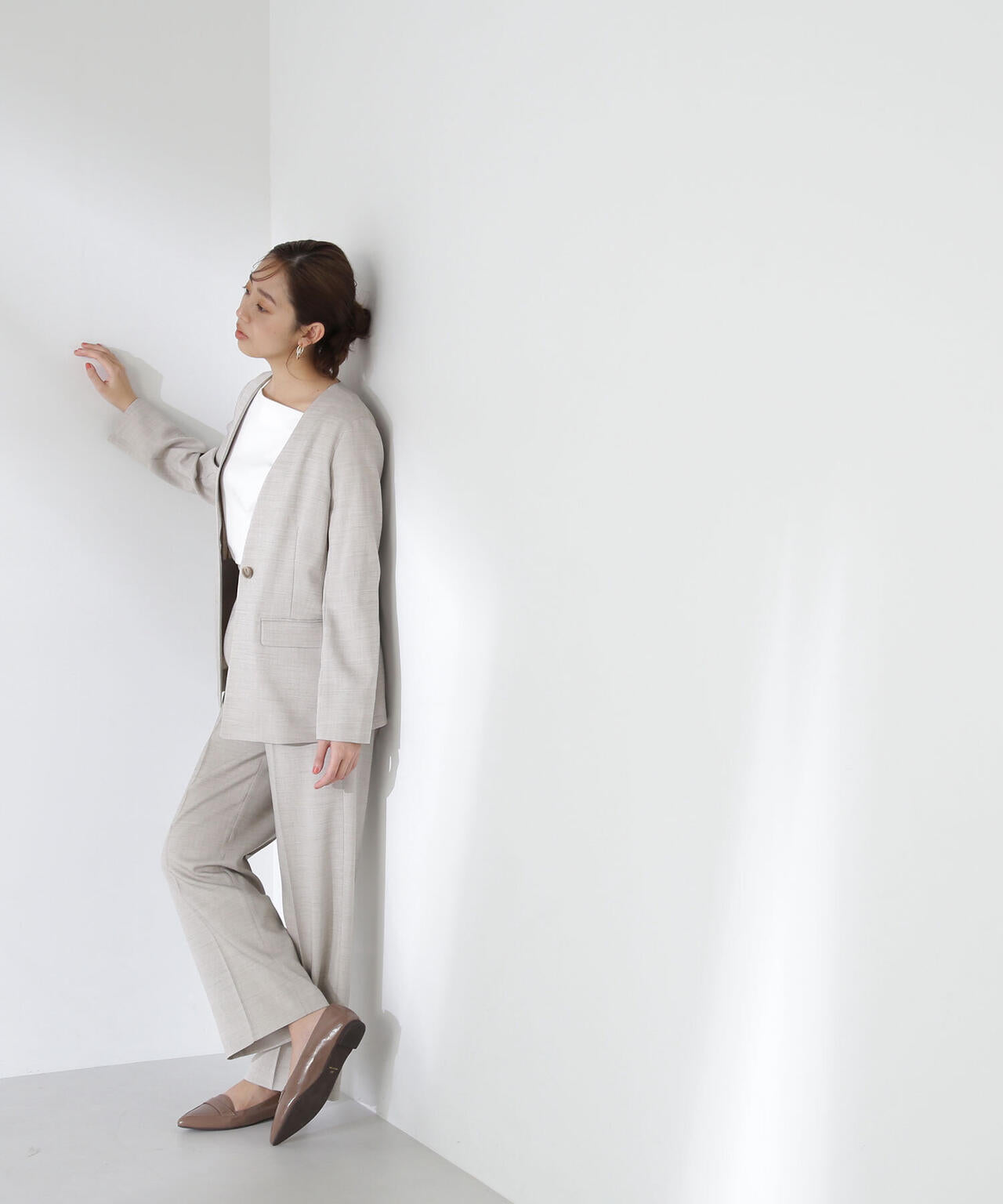 シャークスキンノーブル SETUP ストレートパンツ*