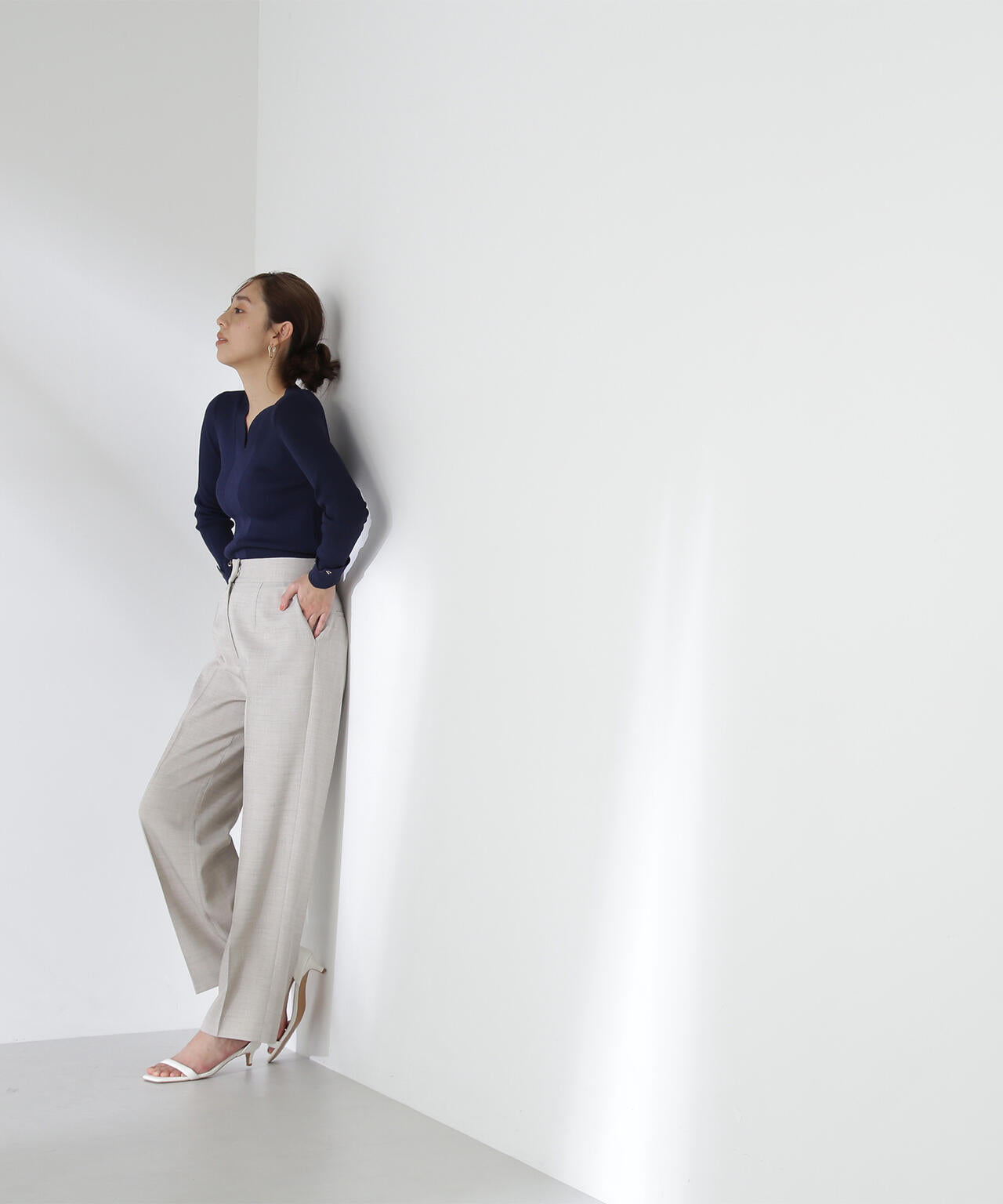 シャークスキンノーブル SETUP ストレートパンツ*