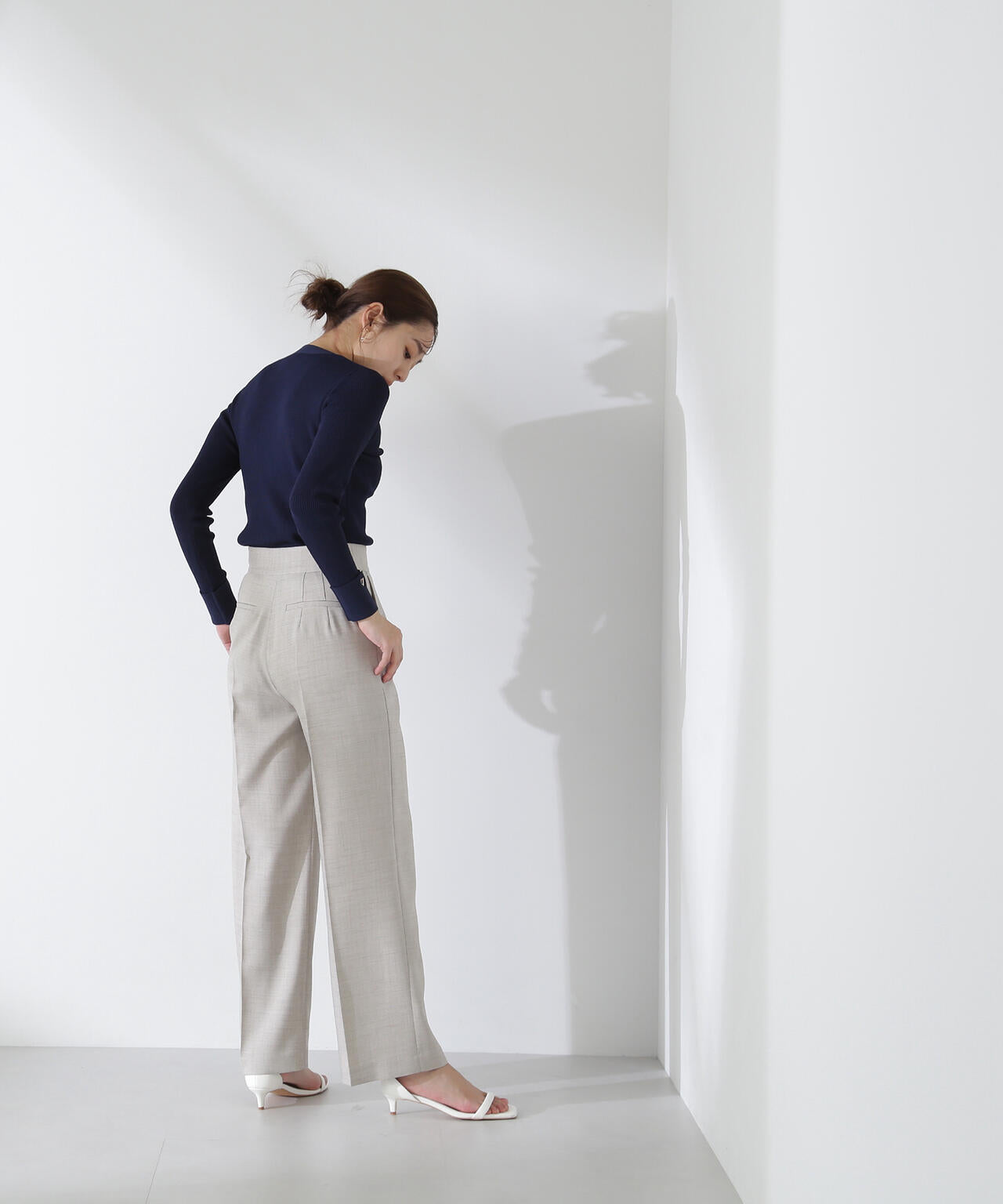 シャークスキンノーブル SETUP ストレートパンツ*