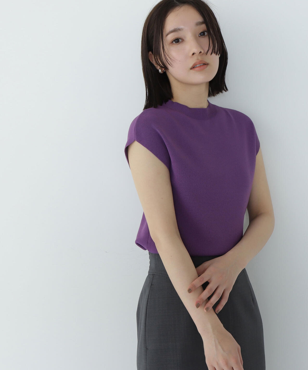 総針ベーシックシリーズ モックネックニット*