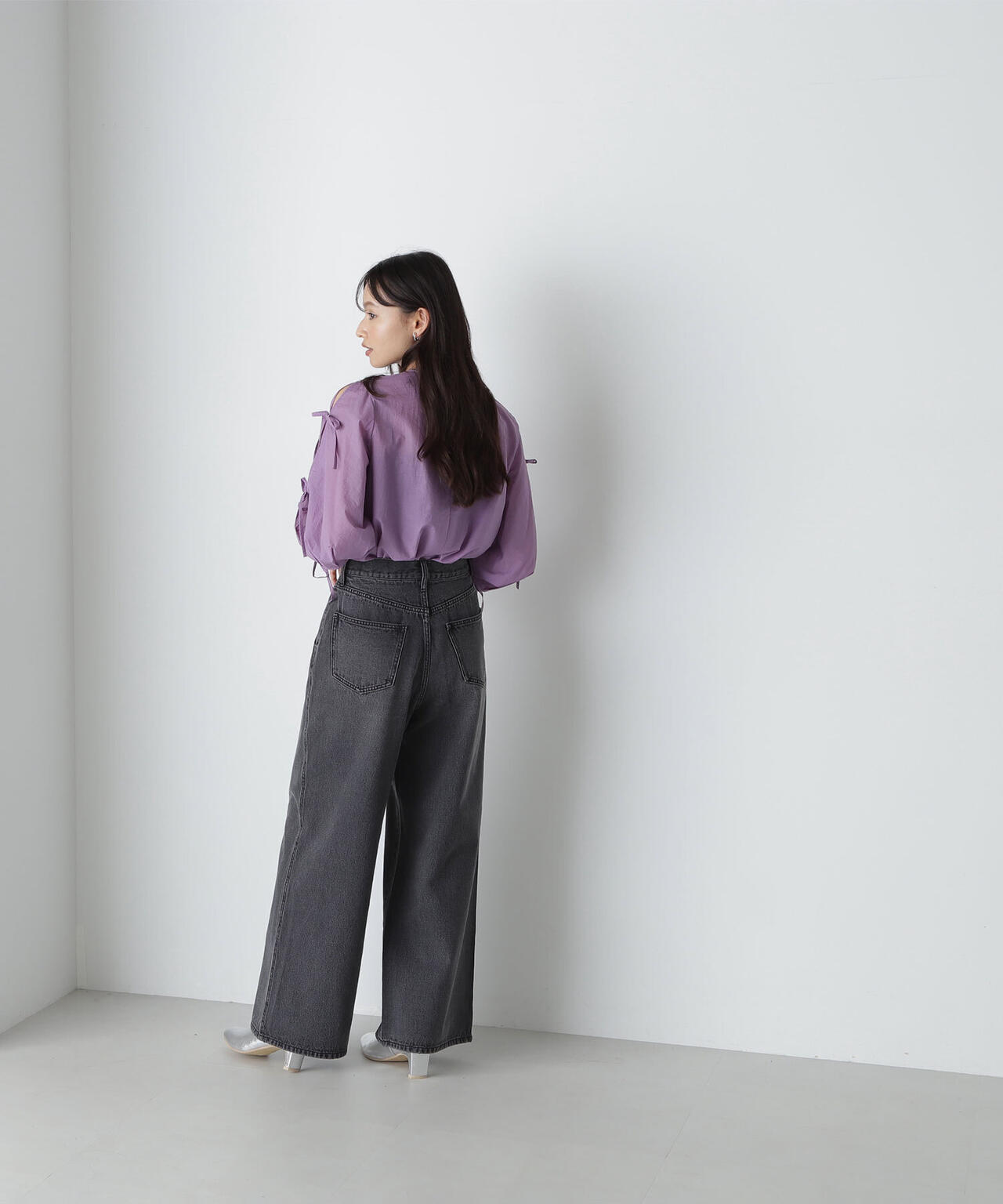 タックワイドデニムパンツ*