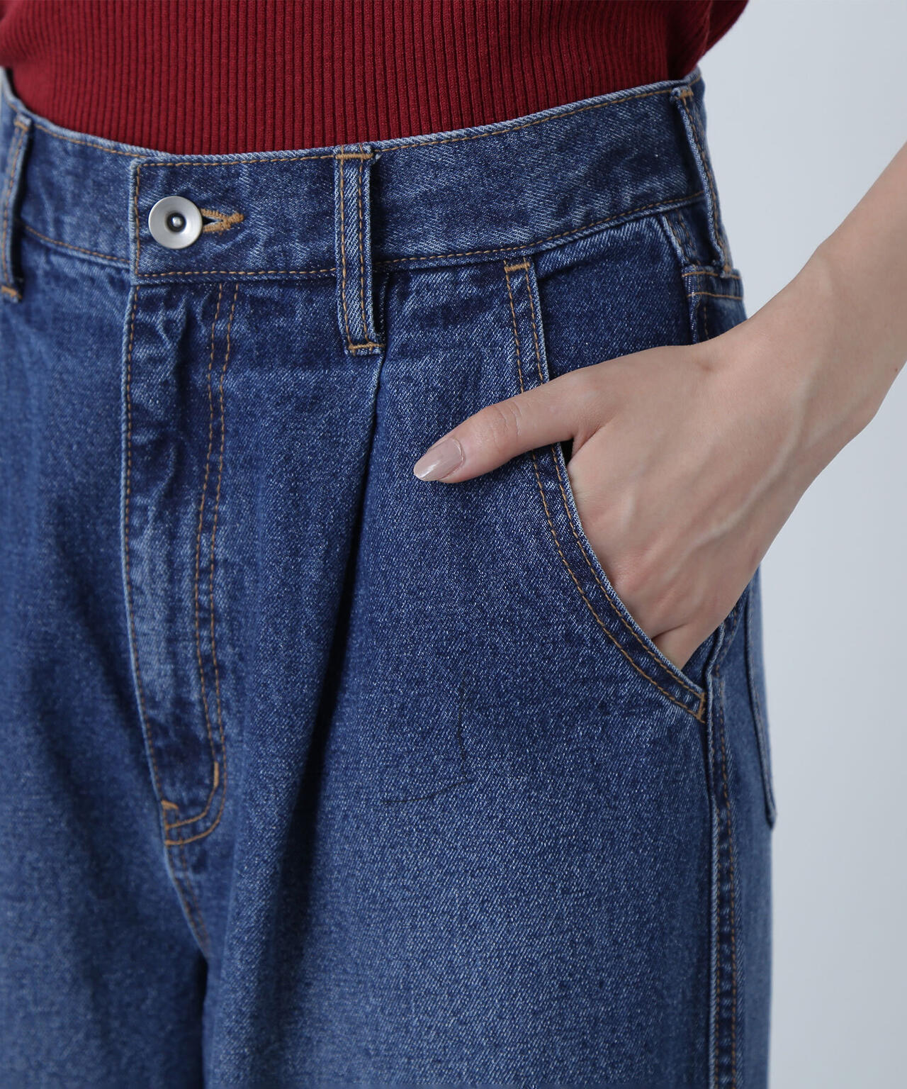 タックワイドデニムパンツ*