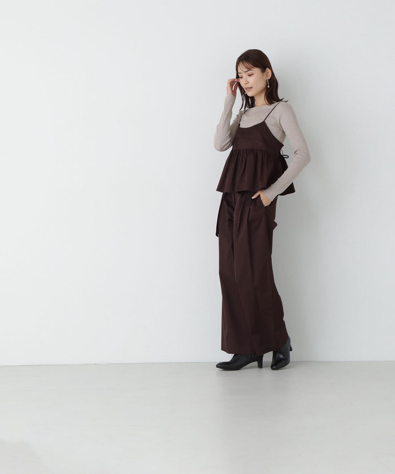 ベルテッドワイドパンツ*