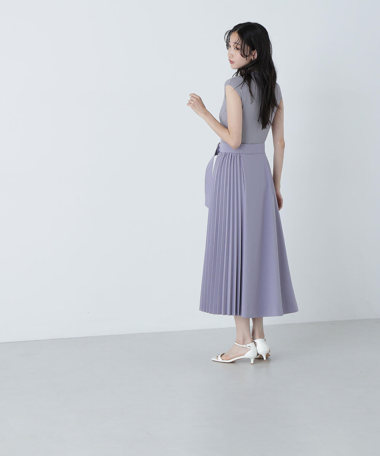 アシメプリーツドッキングニットワンピース*