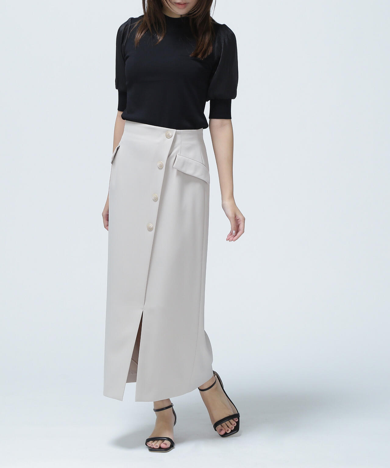 フラップポケットラップナロースカート*