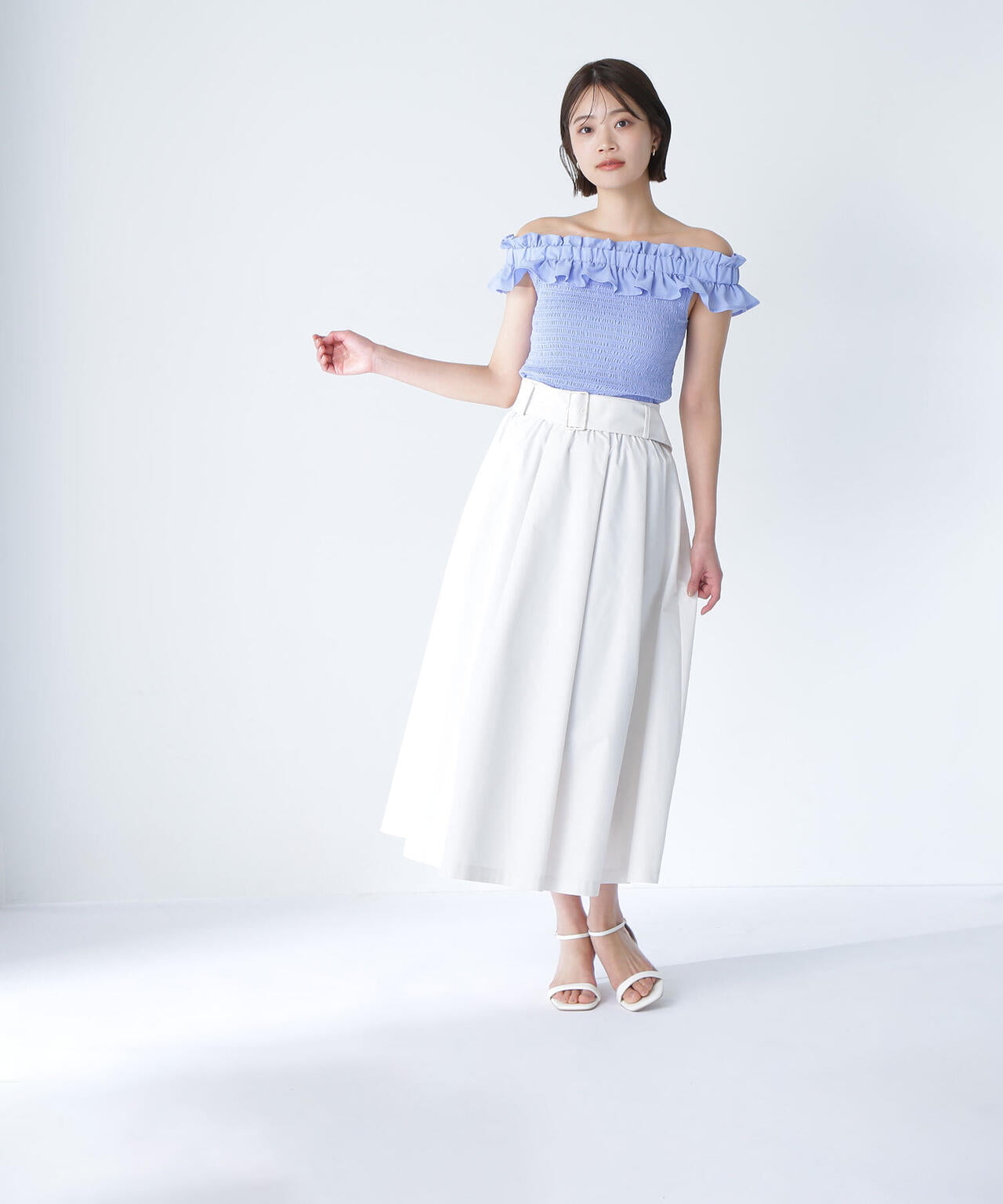 ワイドベルトタフタスカート*