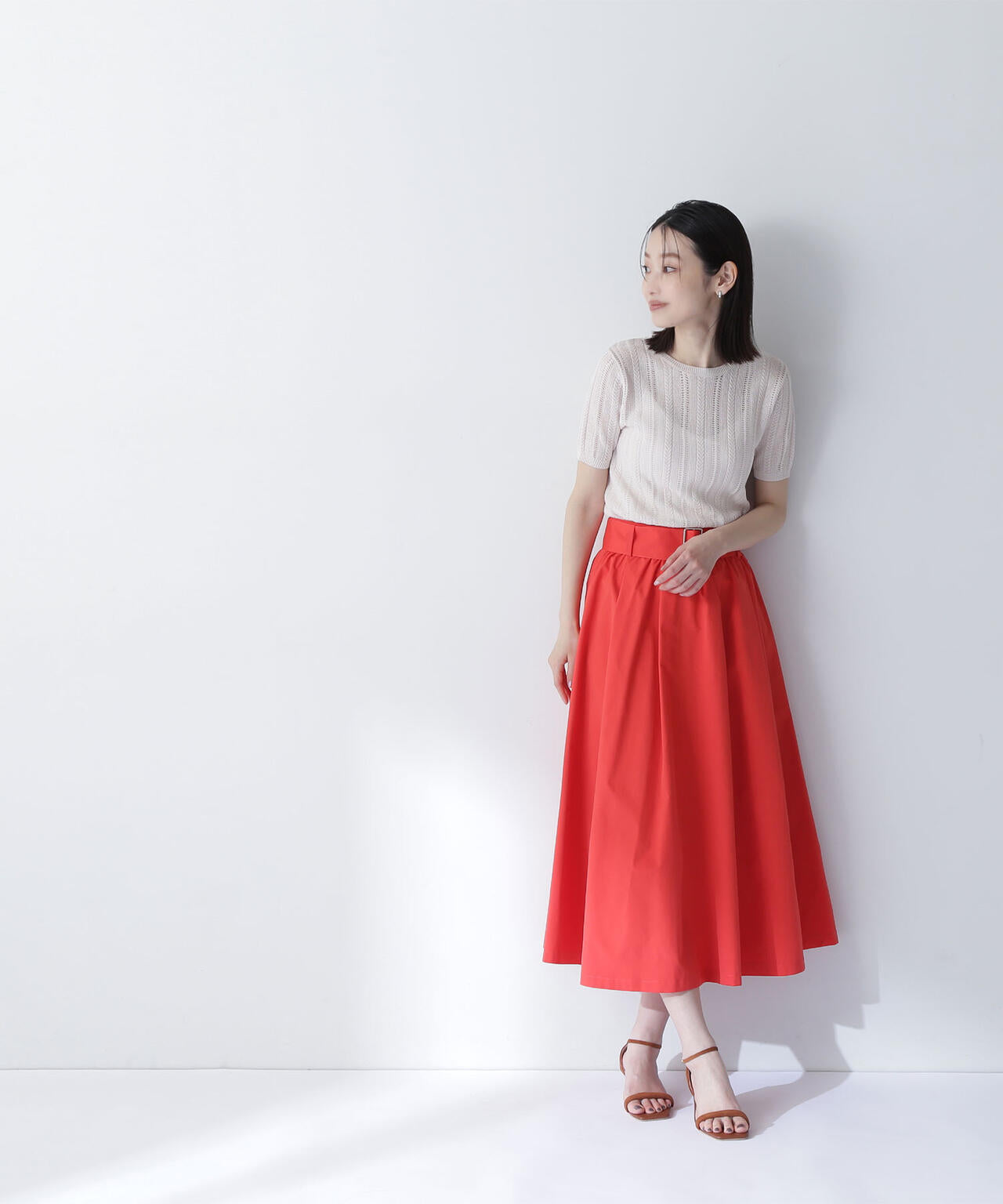 ワイドベルトタフタスカート*