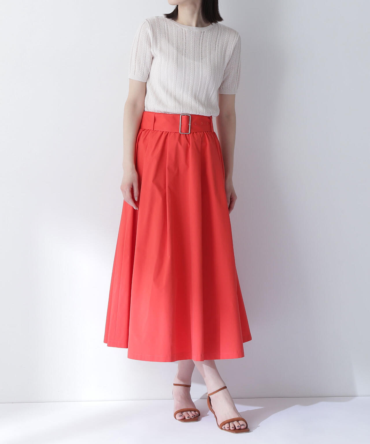 ワイドベルトタフタスカート*
